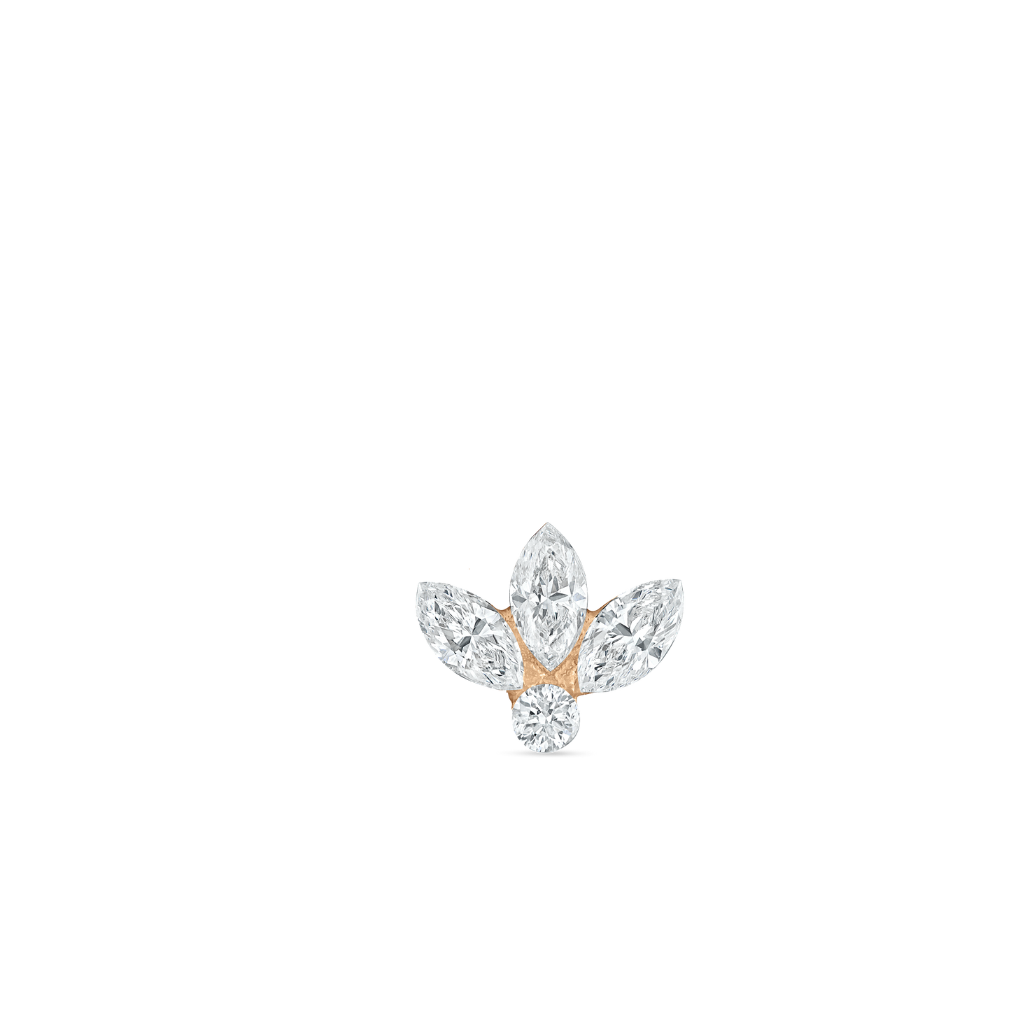 Invisible Diamond Lotus Threaded Stud Earring With Titanium Backing