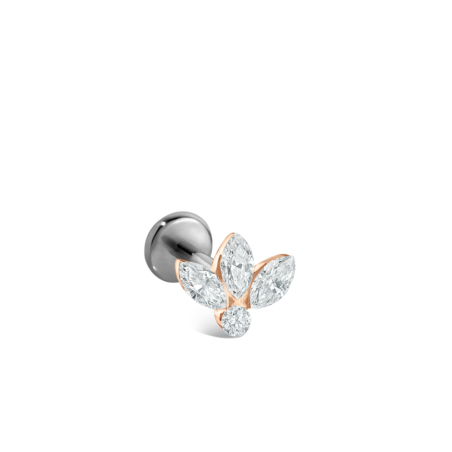 Invisible Diamond Lotus Threaded Stud Earring With Titanium Backing