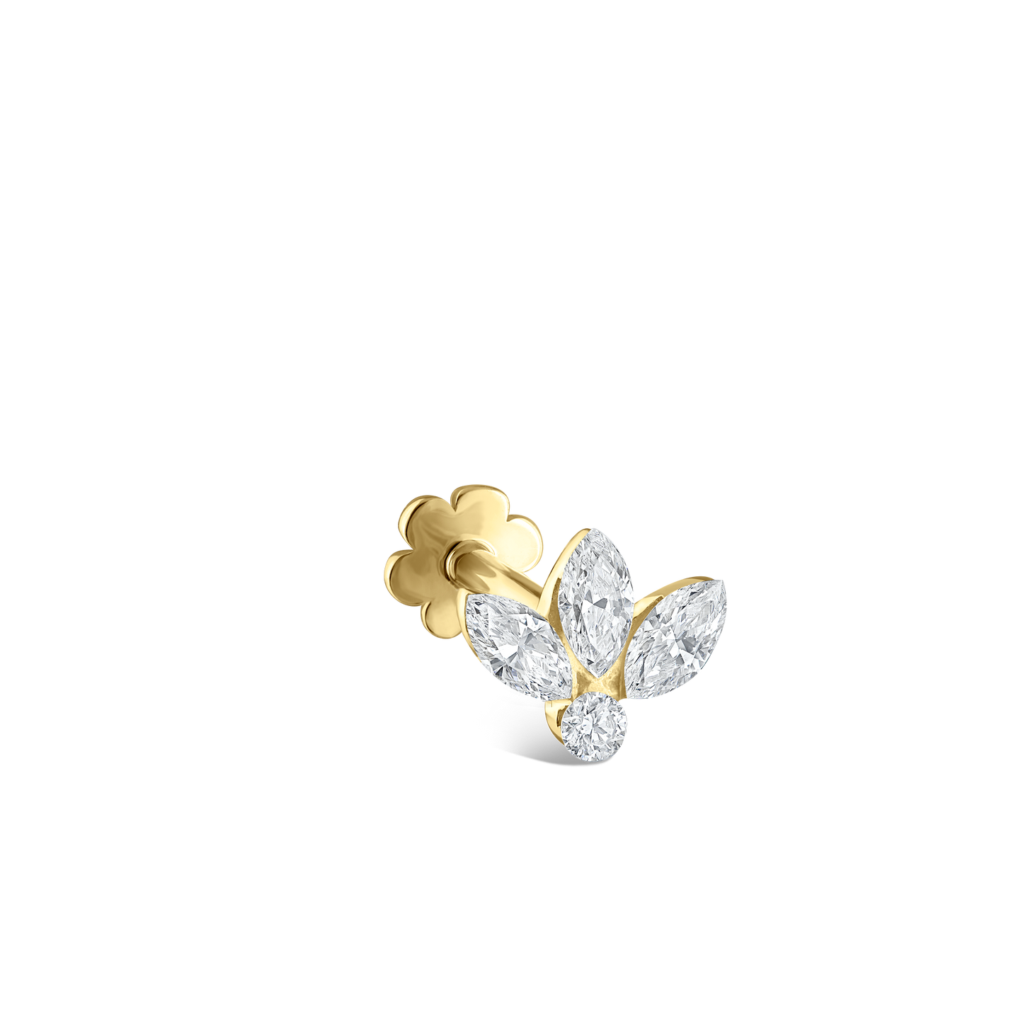 Invisible Diamond Lotus Threaded Stud Earring