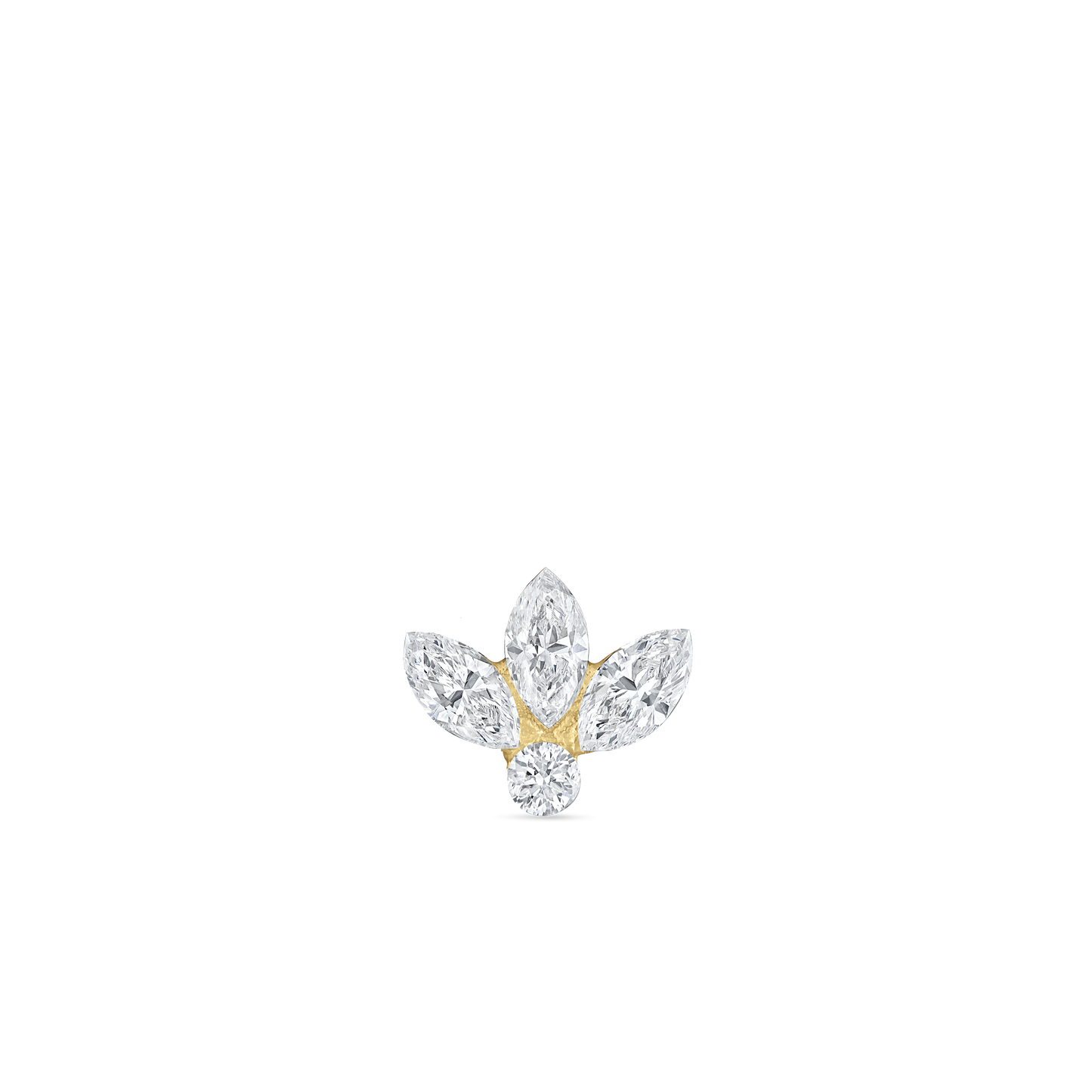Invisible Diamond Lotus Threaded Stud Earring With Titanium Backing