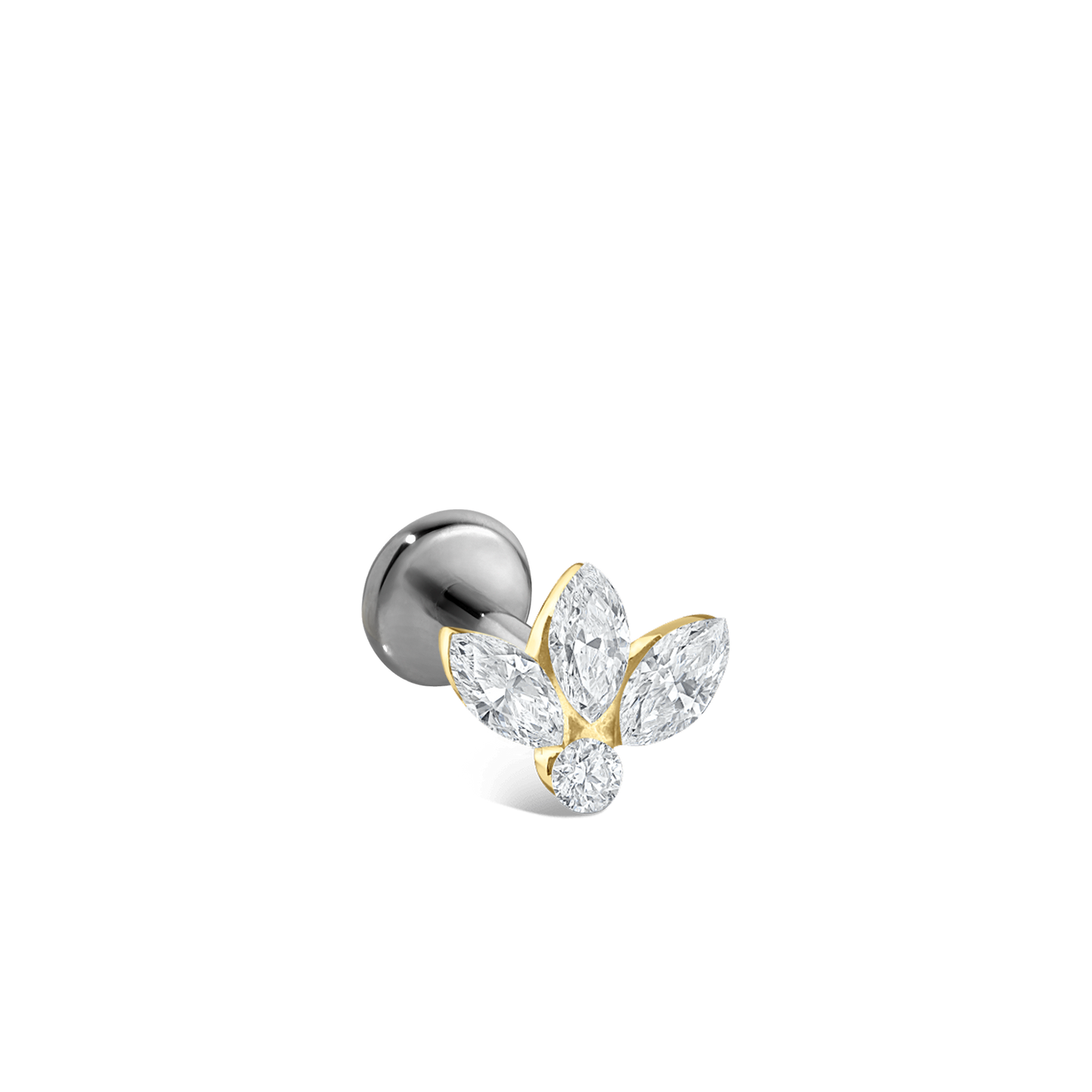 Invisible Diamond Lotus Threaded Stud Earring With Titanium Backing