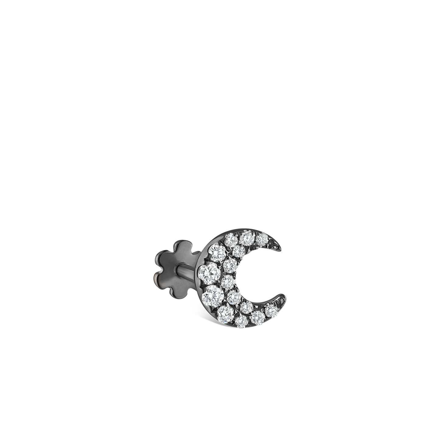 Diamond Moon Threaded Stud Earring