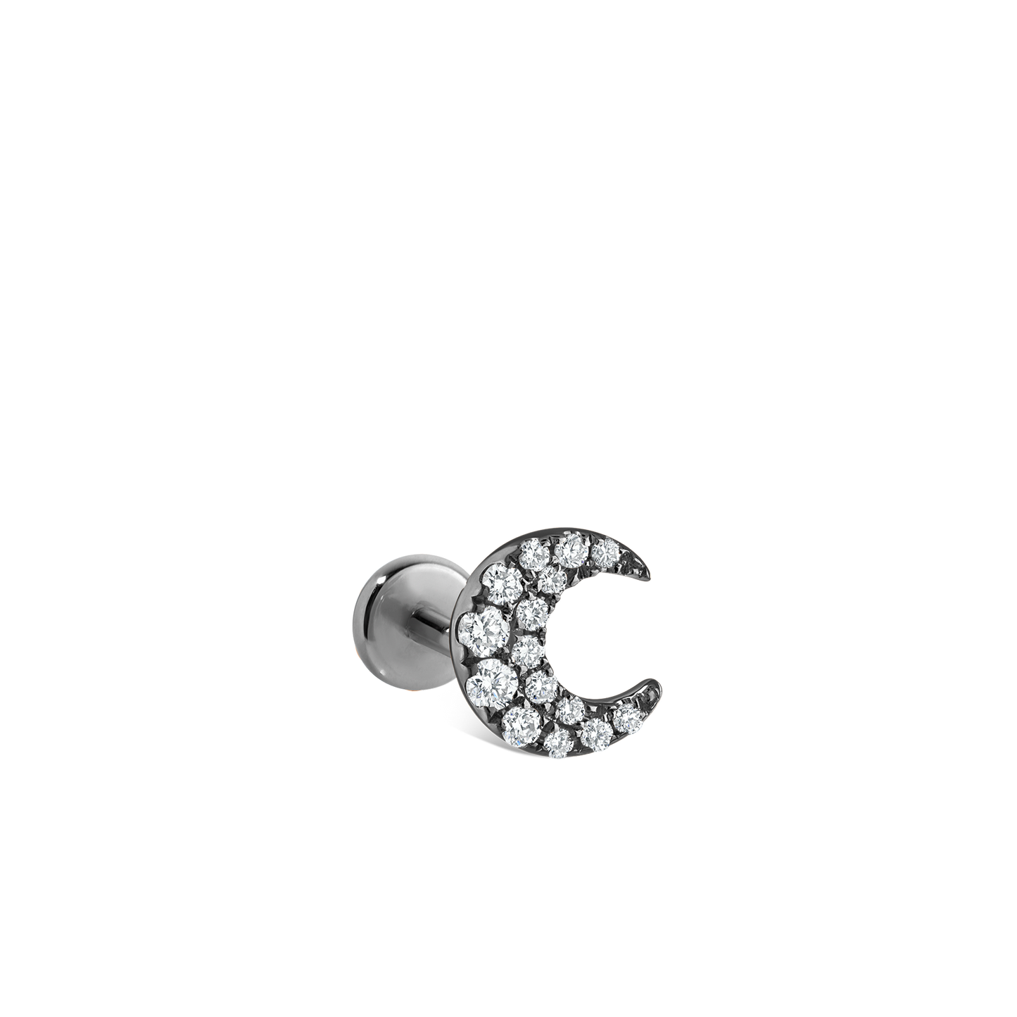Diamond Moon Threaded Stud Earring With Titanium Backing