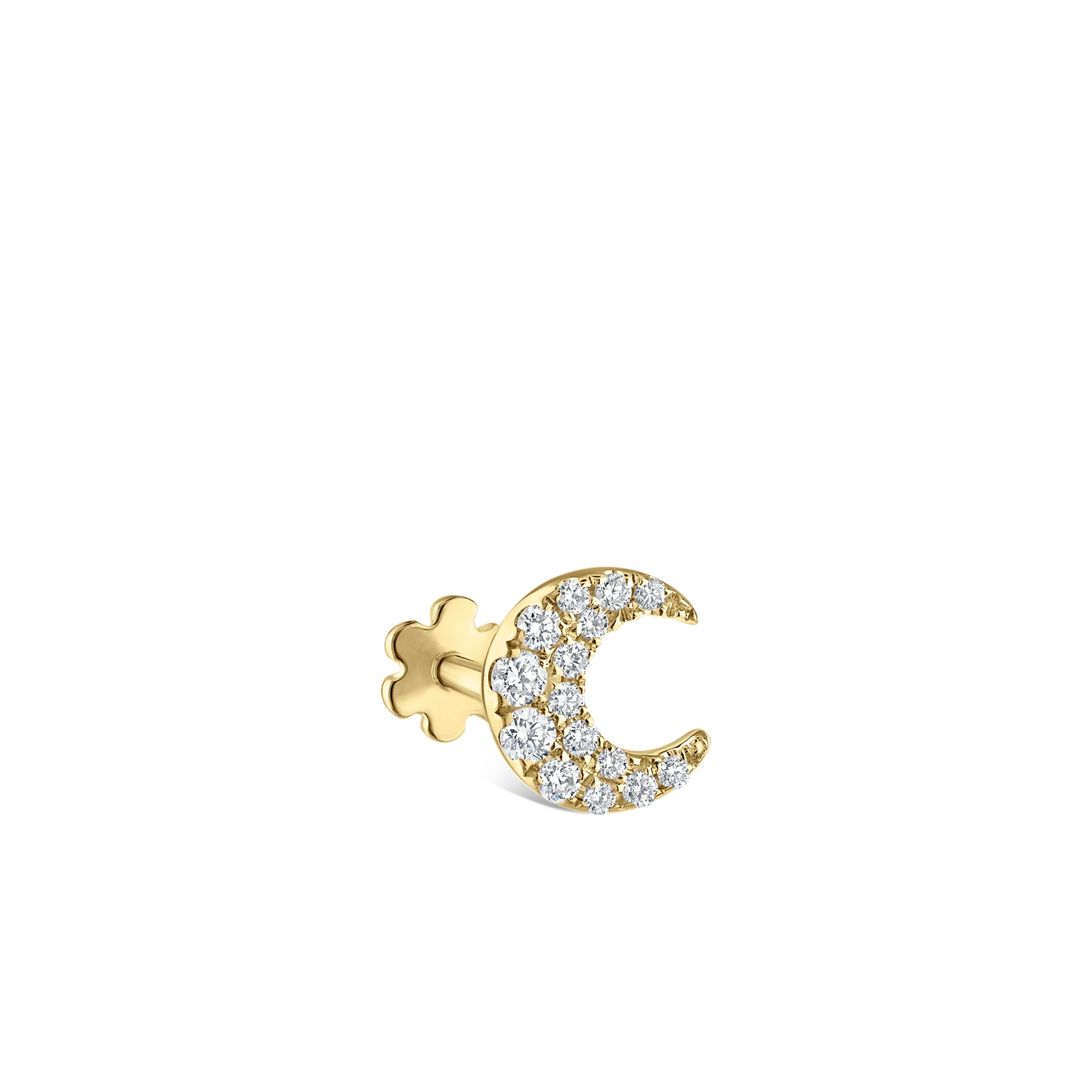 Diamond Moon Threaded Stud Earring