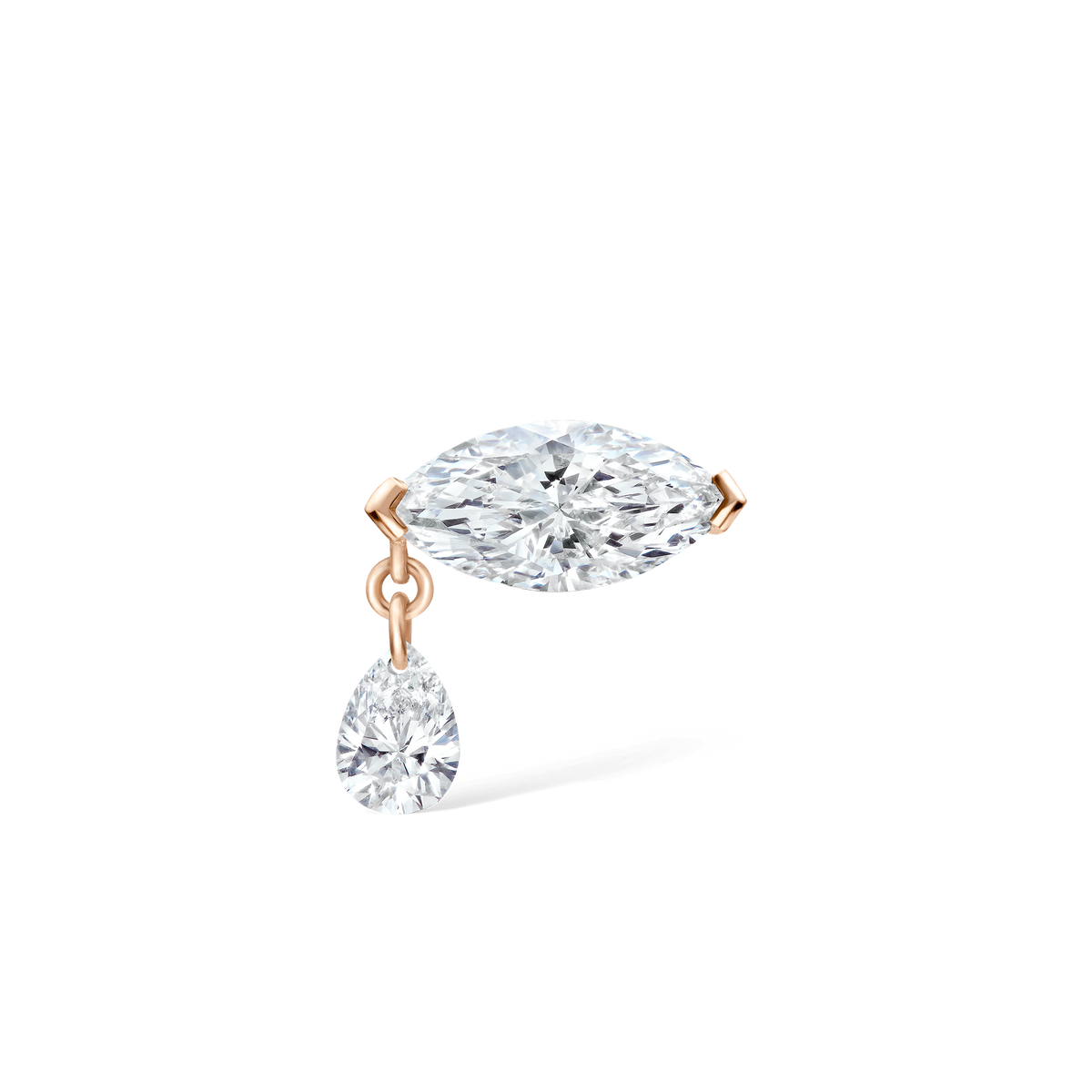 Single Teardrop Marquise Diamond Threaded Stud Earring