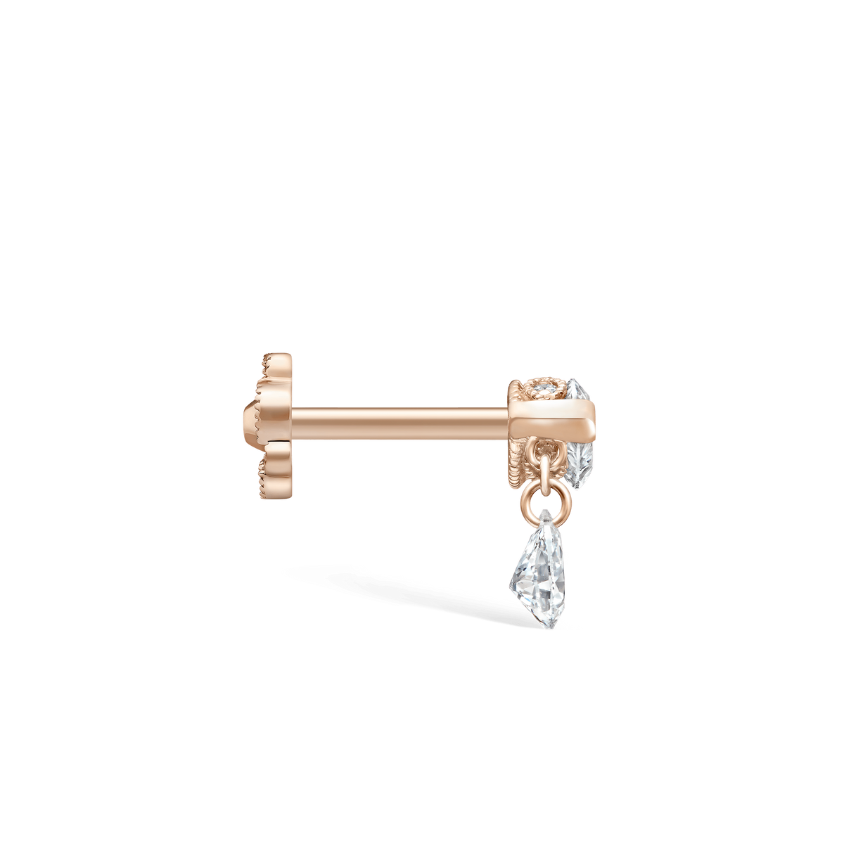 Single Teardrop Marquise Diamond Threaded Stud Earring