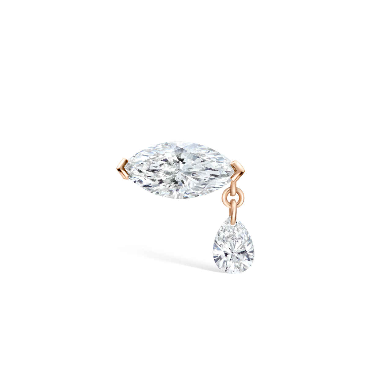 Single Teardrop Marquise Diamond Threaded Stud Earring