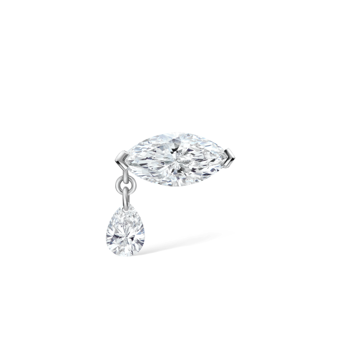 Single Teardrop Marquise Diamond Threaded Stud Earring