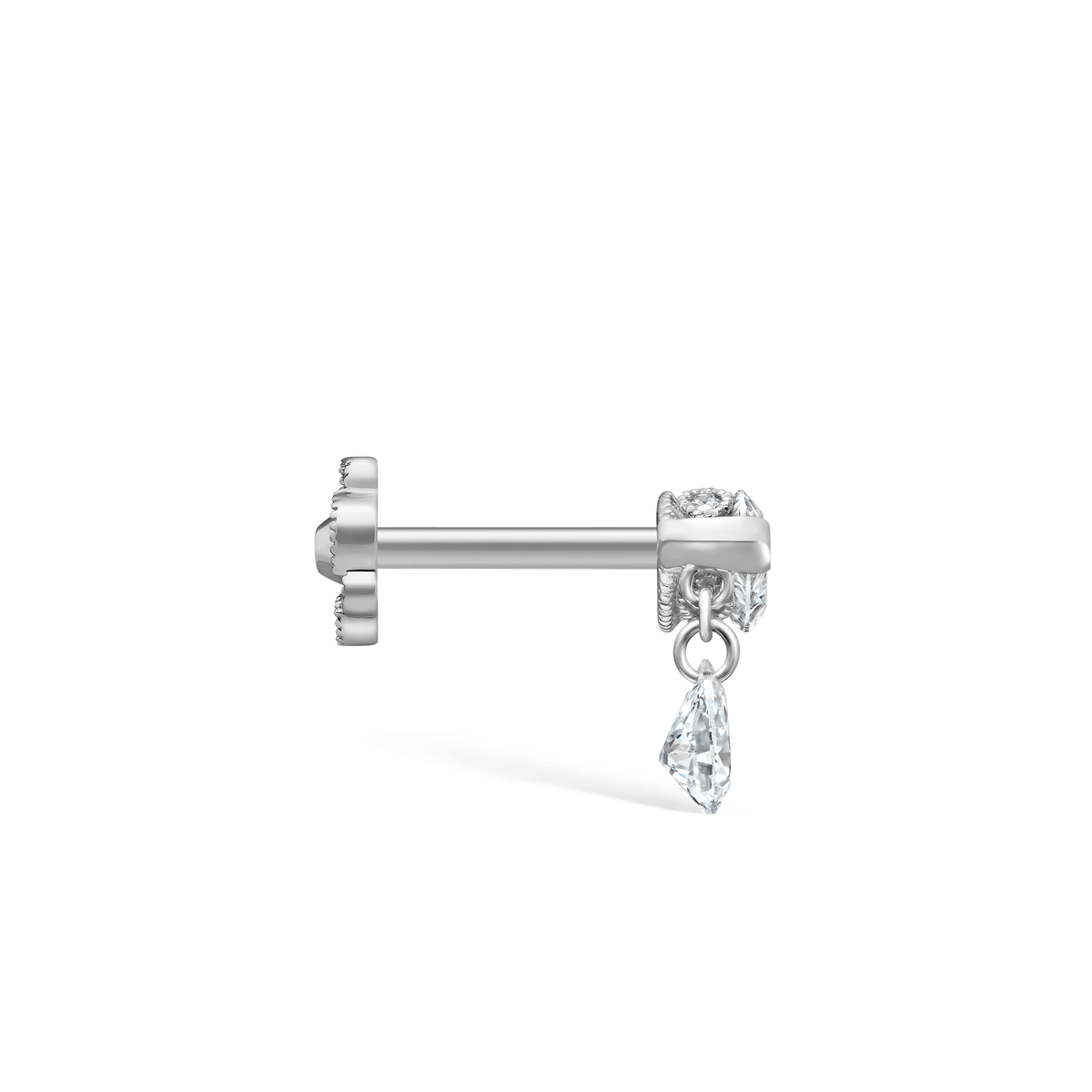 Single Teardrop Marquise Diamond Threaded Stud Earring