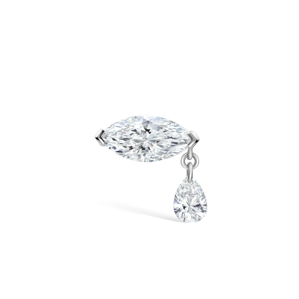 Single Teardrop Marquise Diamond Threaded Stud Earring