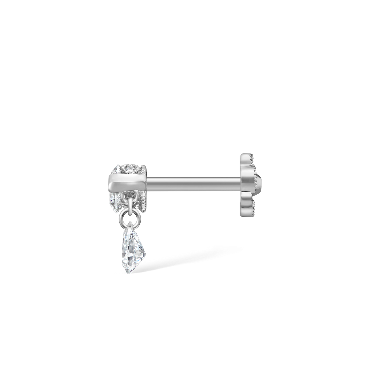 Single Teardrop Marquise Diamond Threaded Stud Earring