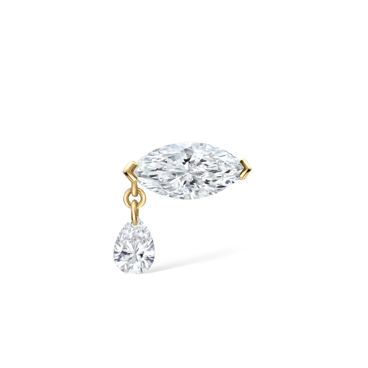 Single Teardrop Marquise Diamond Threaded Stud Earring
