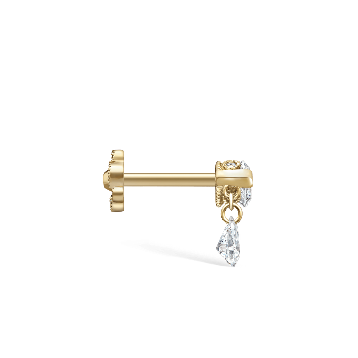 Single Teardrop Marquise Diamond Threaded Stud Earring
