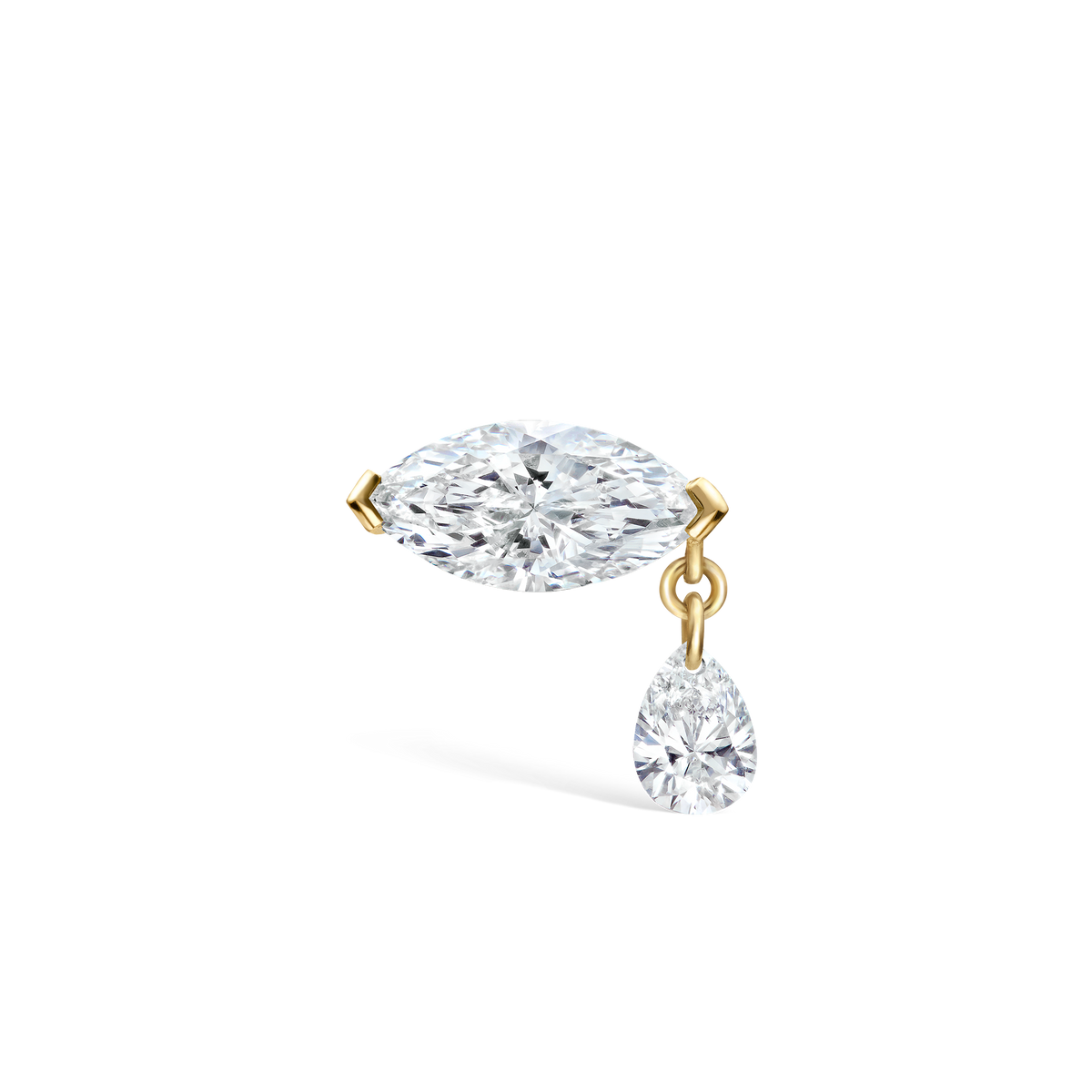 Single Teardrop Marquise Diamond Threaded Stud Earring