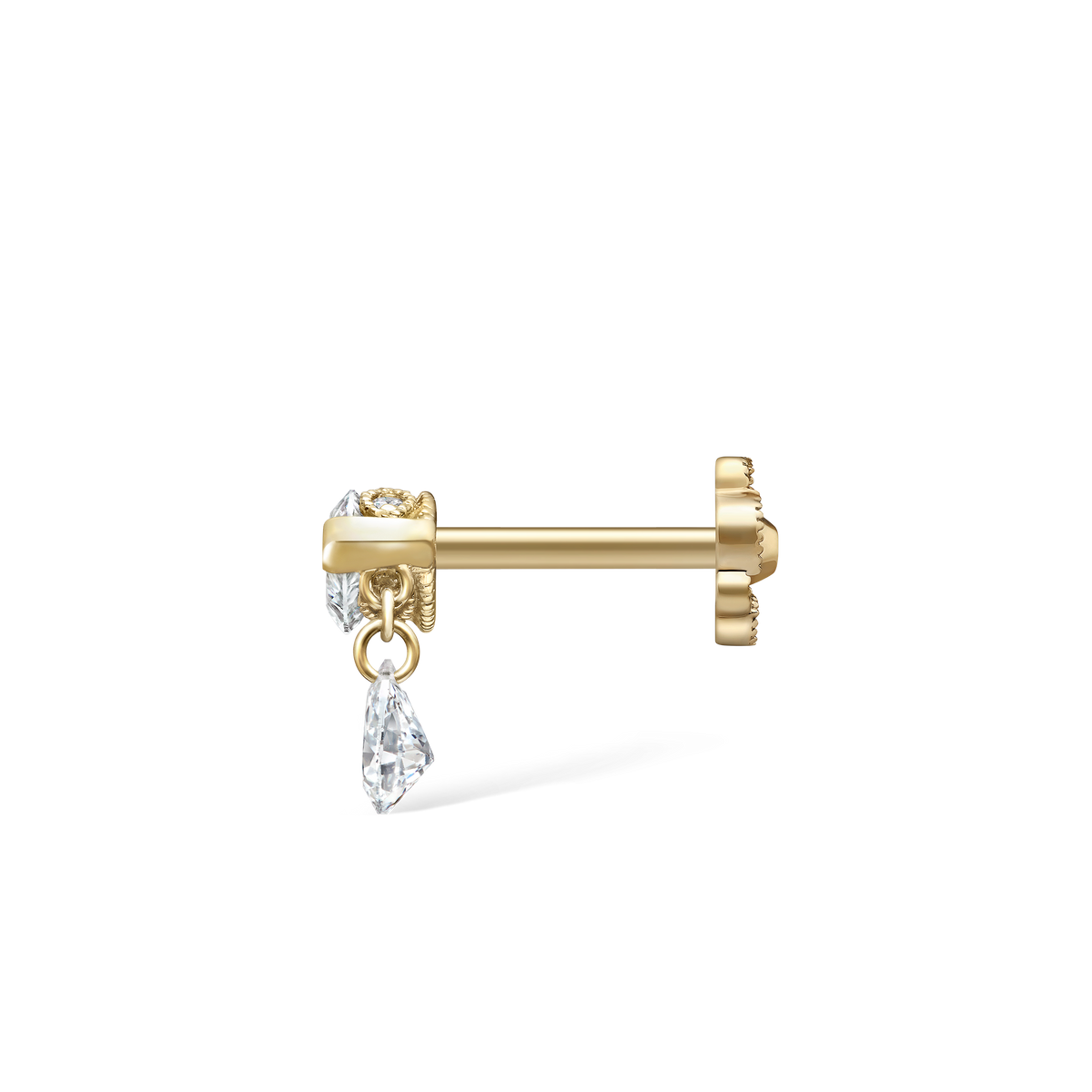 Single Teardrop Marquise Diamond Threaded Stud Earring