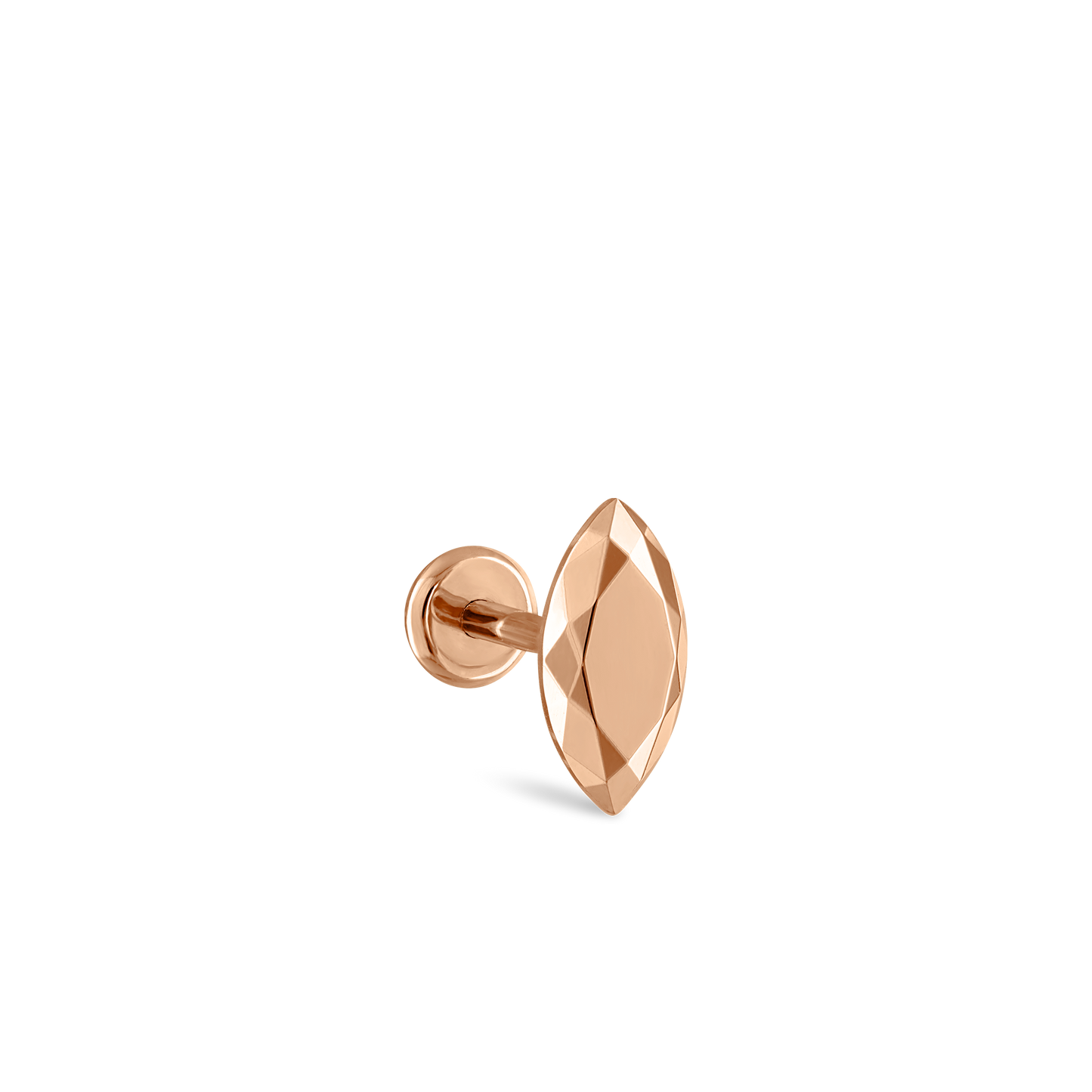 Faceted Gold Marquise Threaded Stud Earring