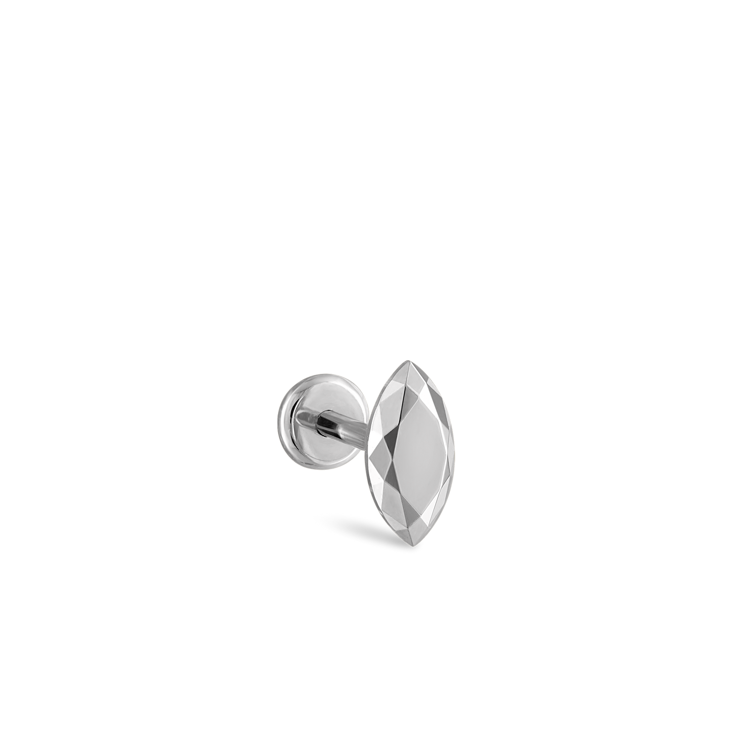 Faceted Gold Marquise Threaded Stud Earring