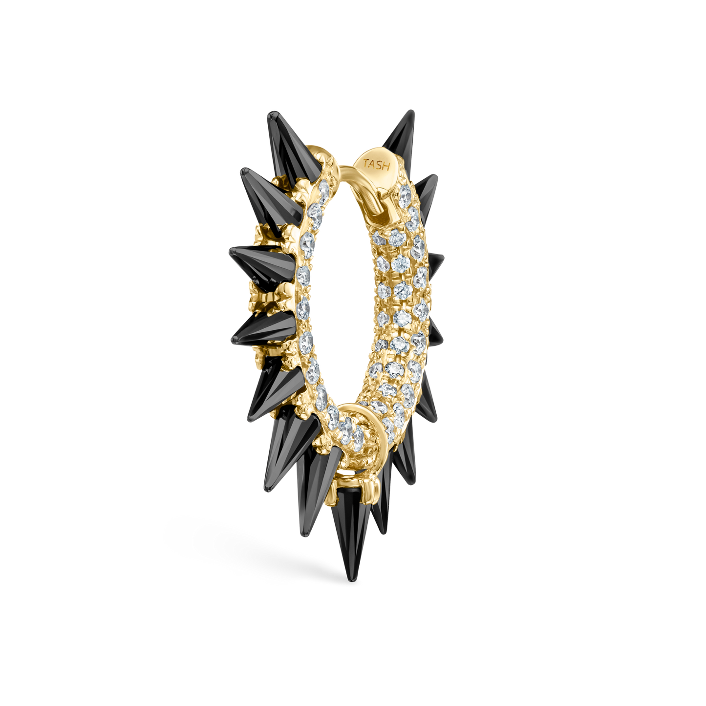 Black Moissanite Mohawk and Diamond Pavé Hoop Earring