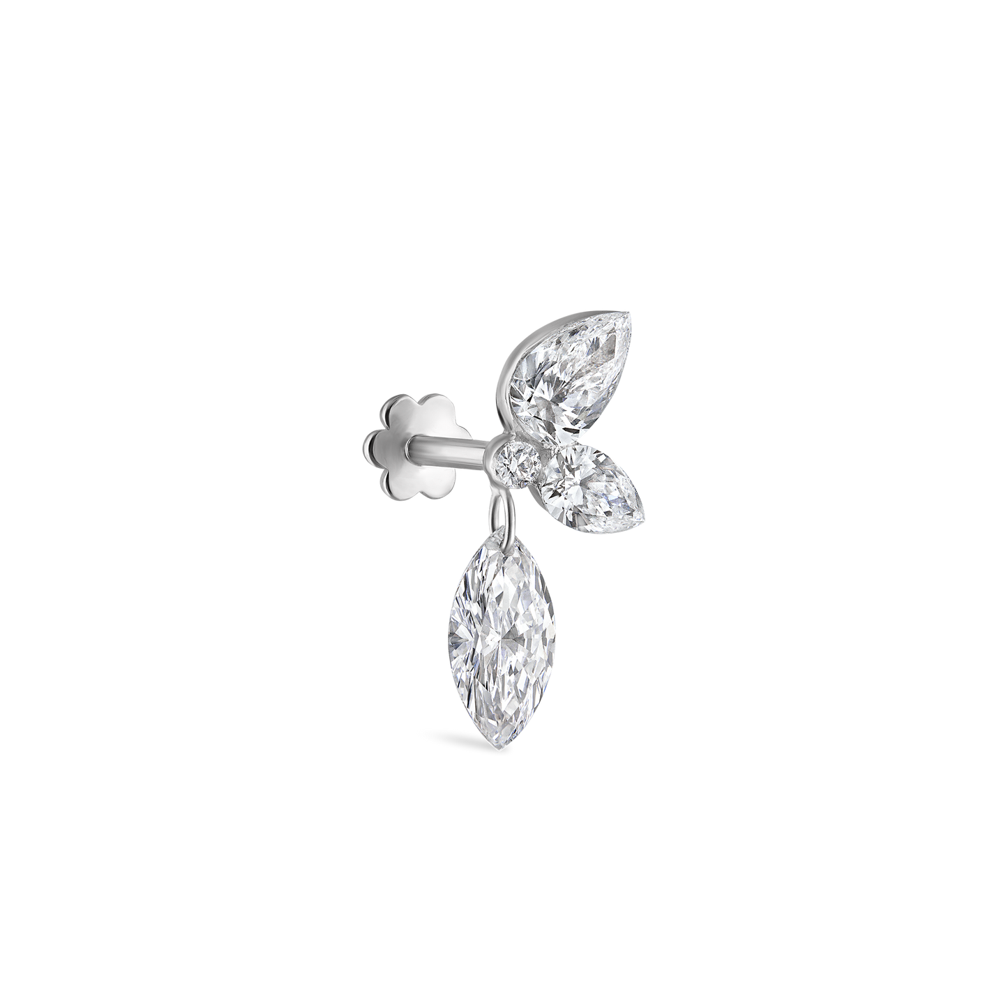 Marquise Pear Diamond Echo Threaded Stud Earring