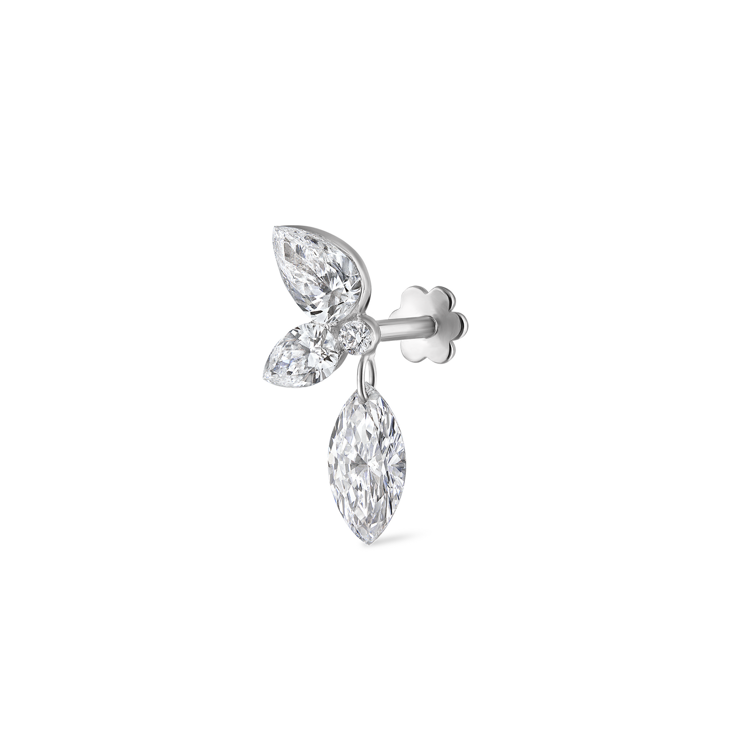 Marquise Pear Diamond Echo Threaded Stud Earring