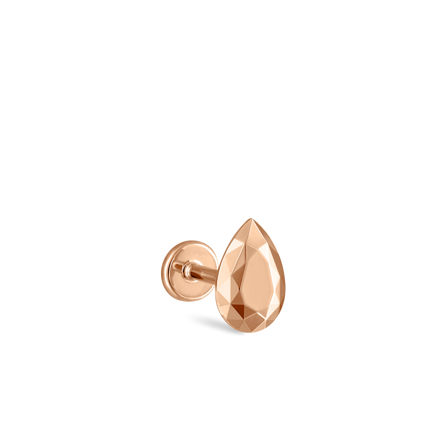 Faceted Gold Pear Threaded Stud Earring