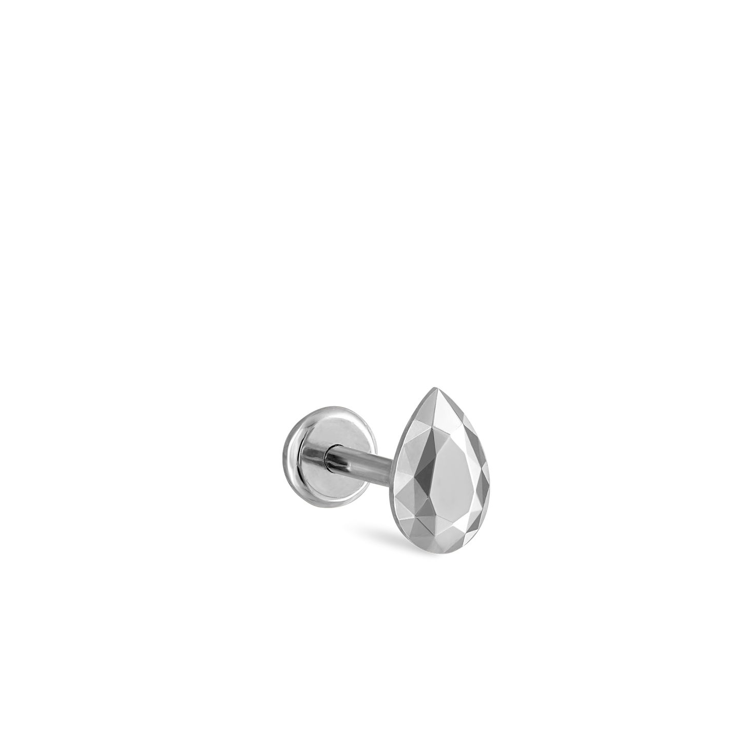 Faceted Gold Pear Threaded Stud Earring