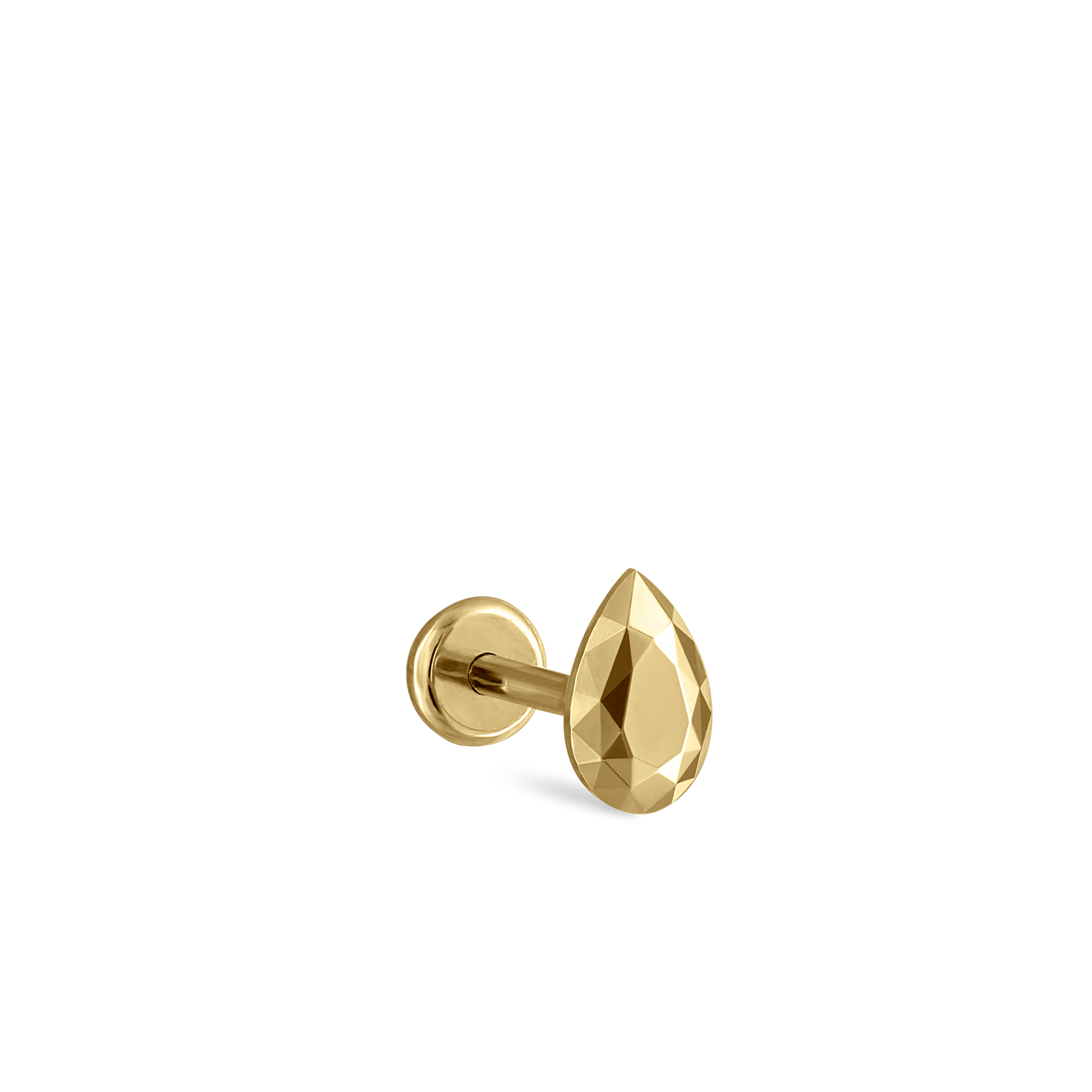 Faceted Gold Pear Threaded Stud Earring