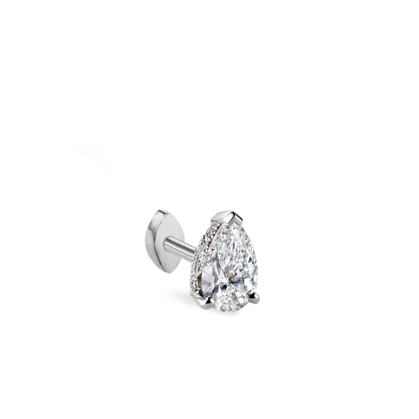 Pear Diamond Threaded Stud Earring, Marquise Diamond Back