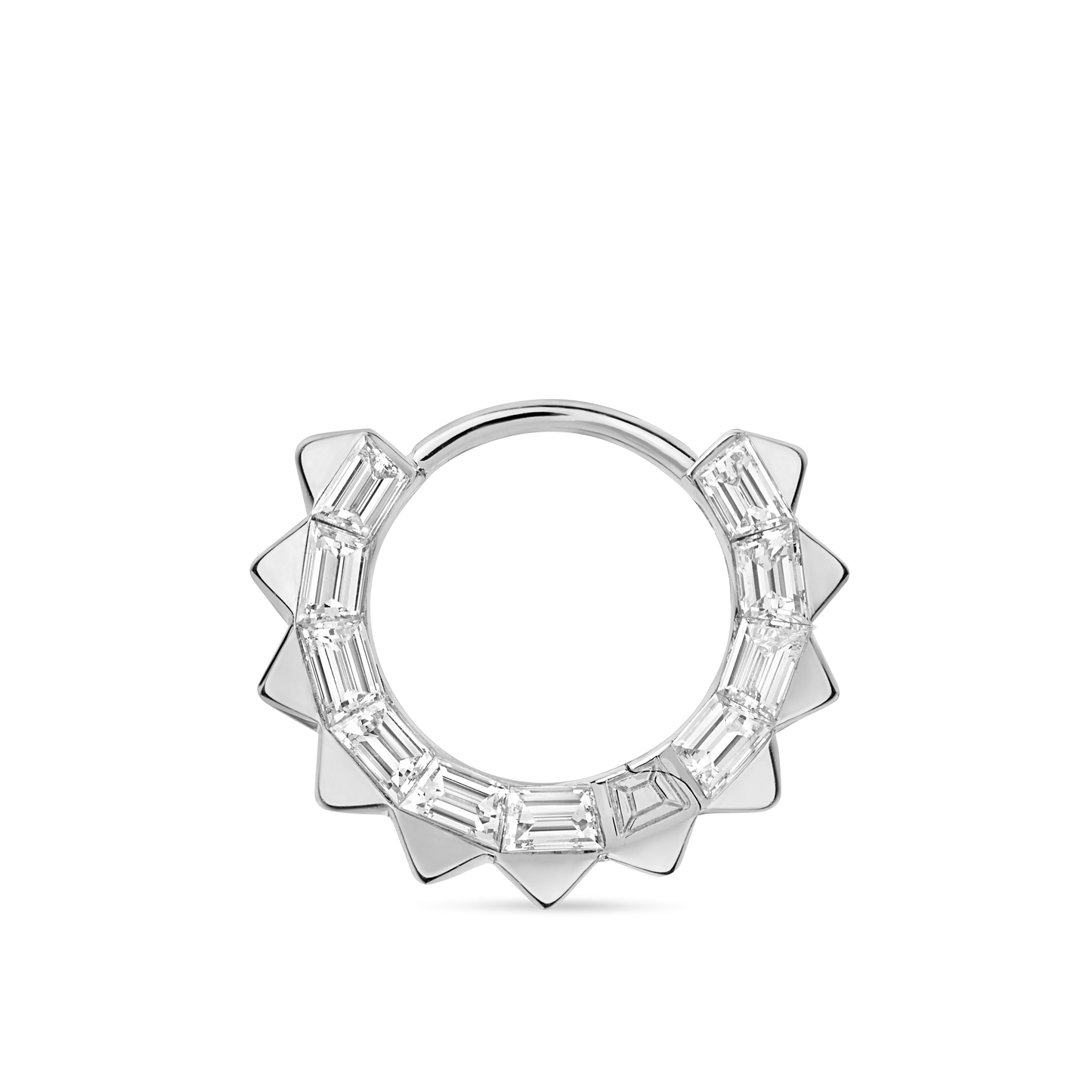 2.5mm Pyramid and Baguette Diamond Eternity Hoop Earring