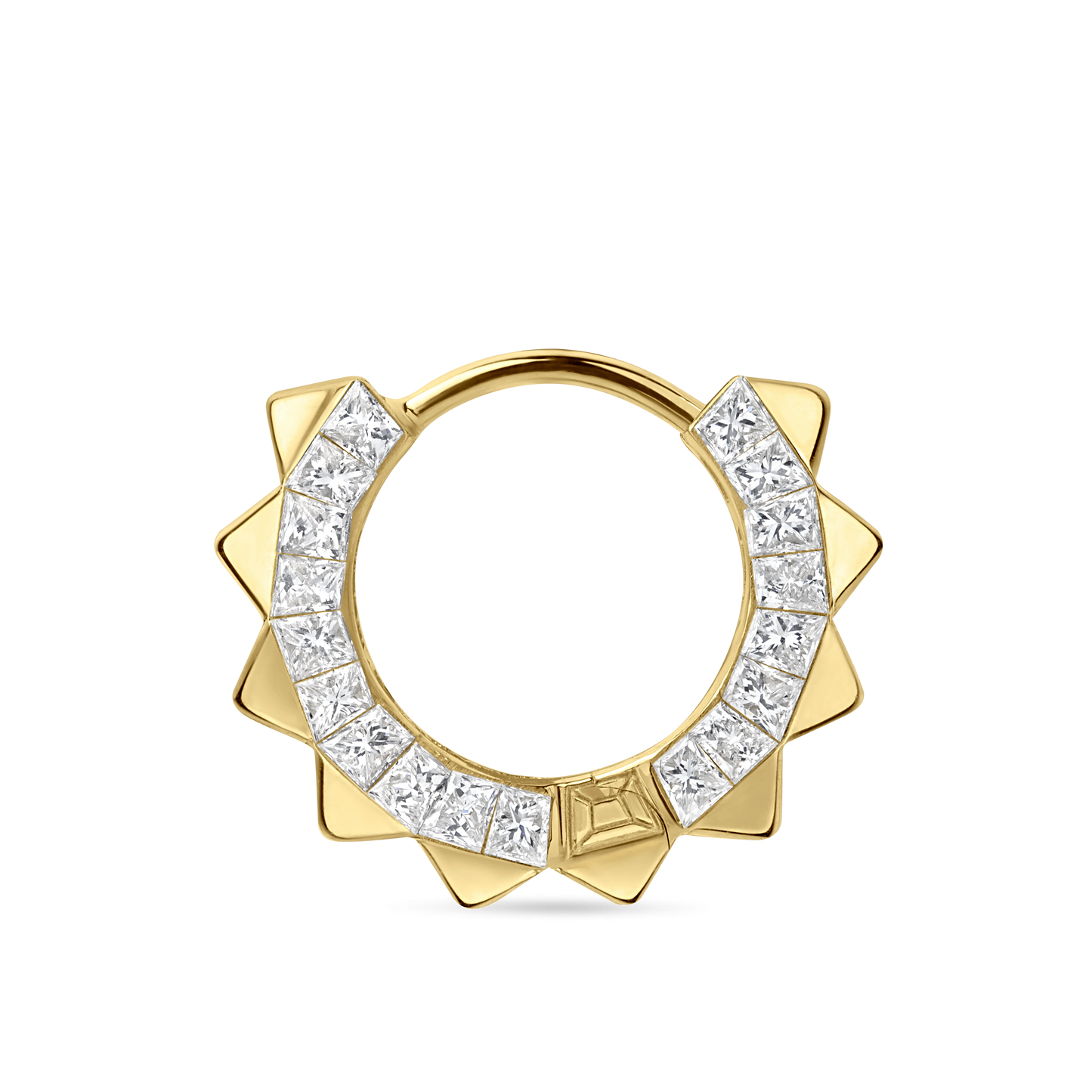 3mm Pyramid and Princess Diamond Eternity Hoop Earring