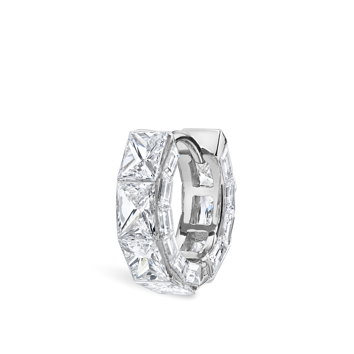 Invisible Set Elongated Princess & Baguette Diamond Eternity Hoop