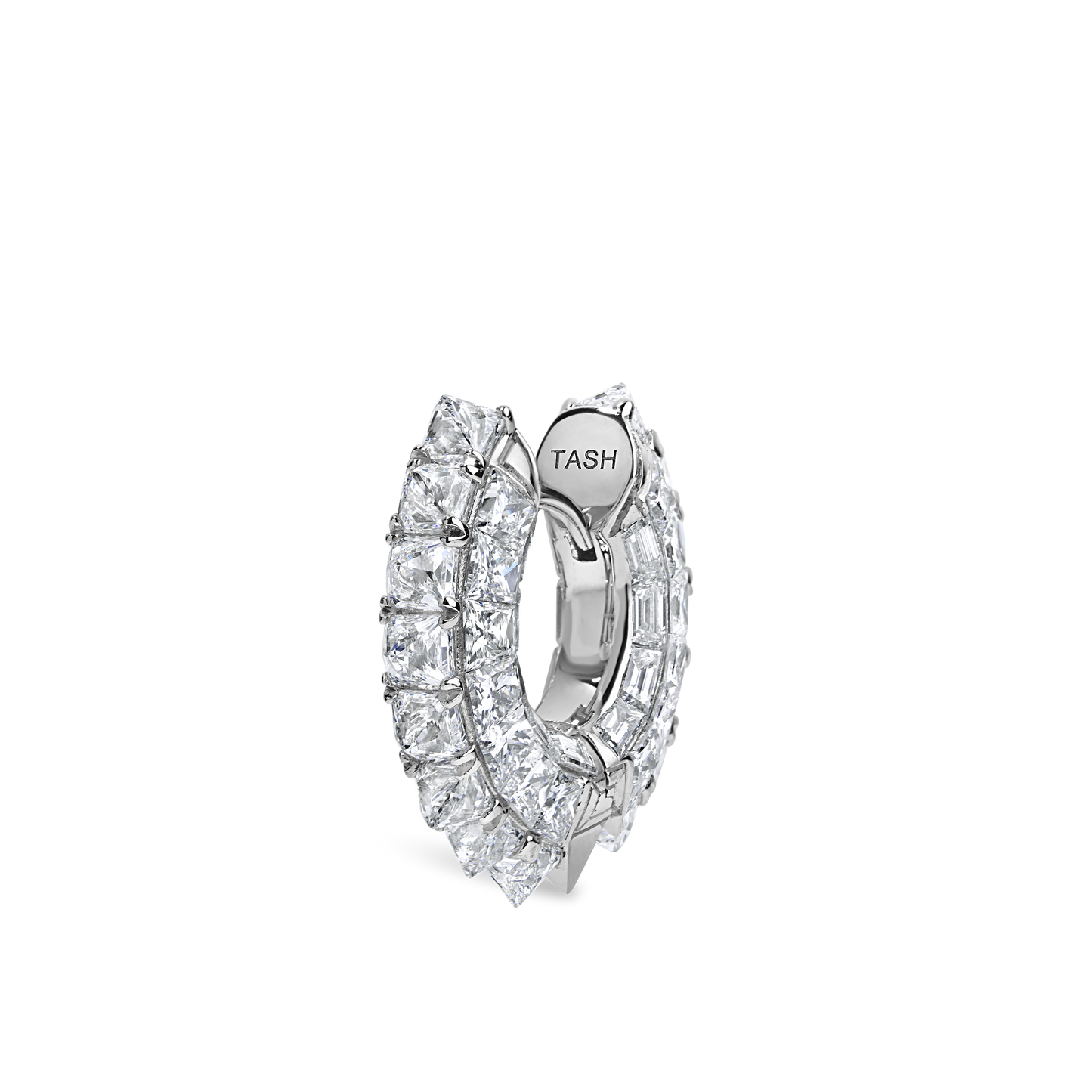 Pyramid Diamond and Baguette Pavé Hoop Earring