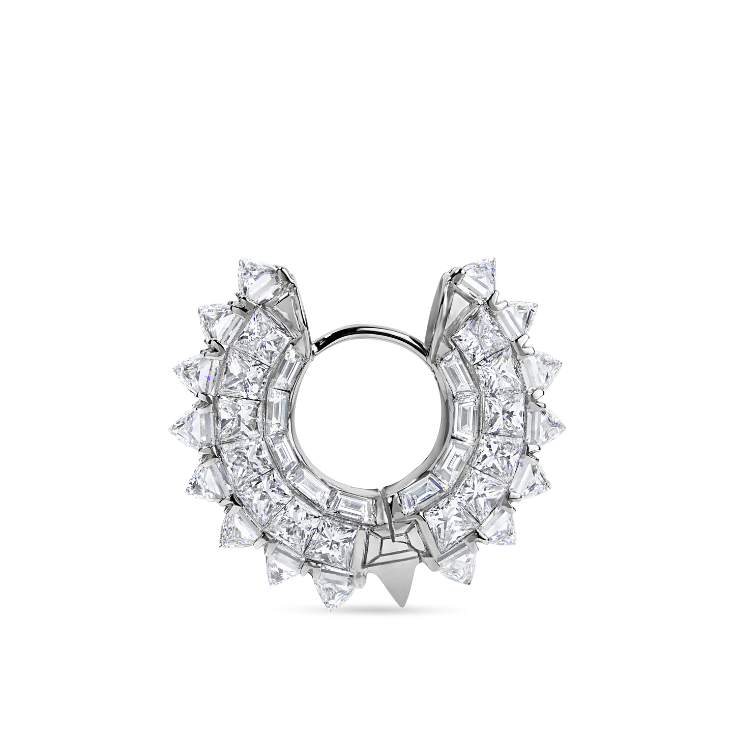 Pyramid Diamond and Baguette Pavé Hoop Earring