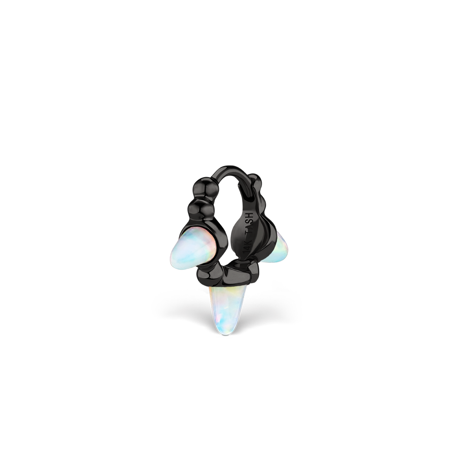 Triple Short Opal Spike Granulated Hoop Earring