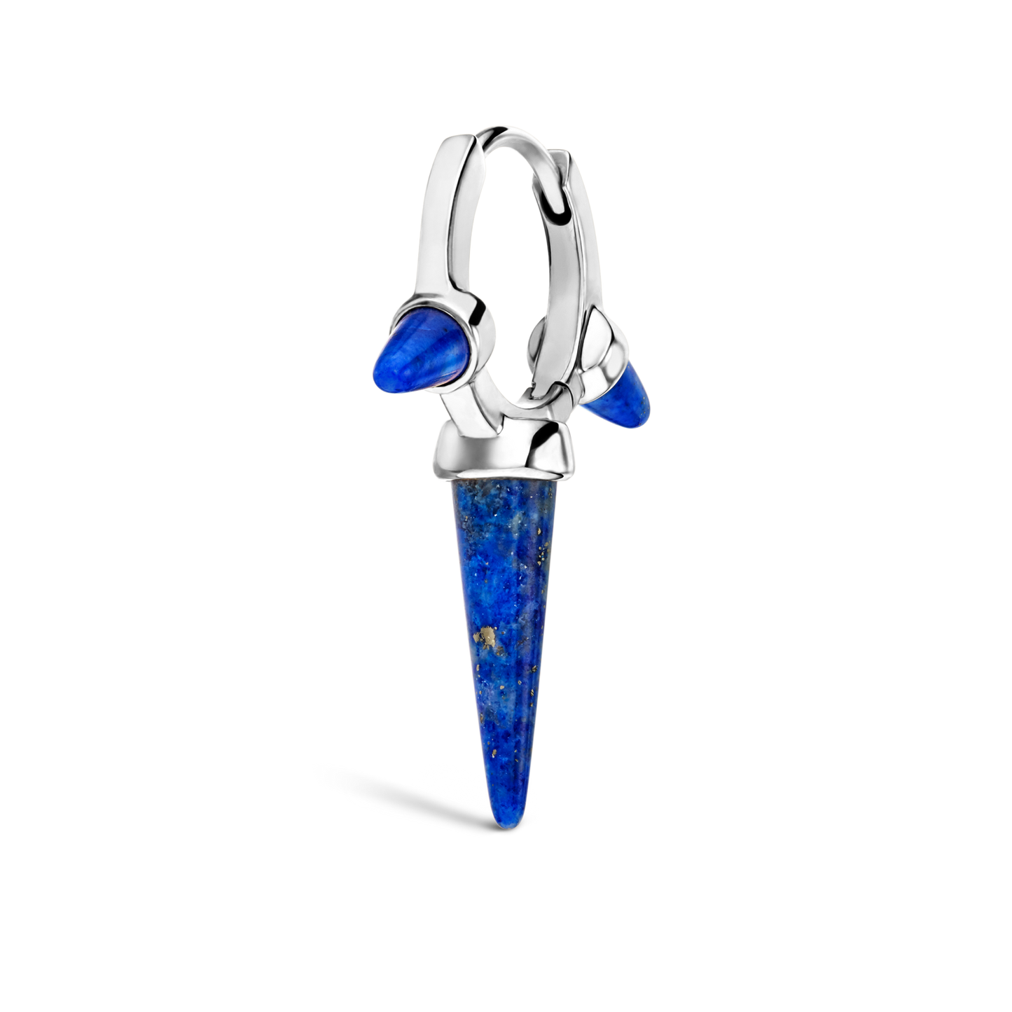 Lapis Triple Long Spike Hoop Earring