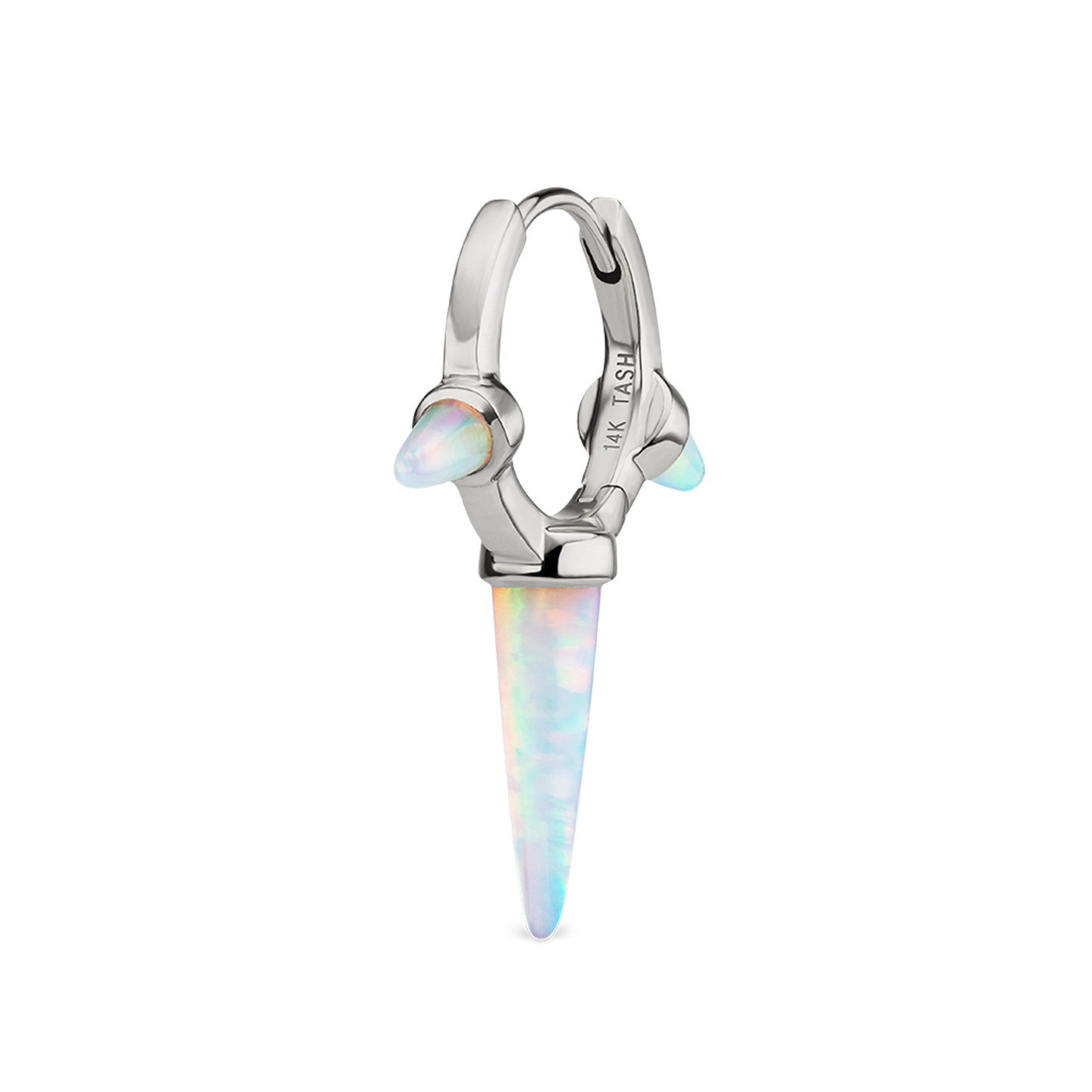 Triple Long Opal Spike Hoop Earring