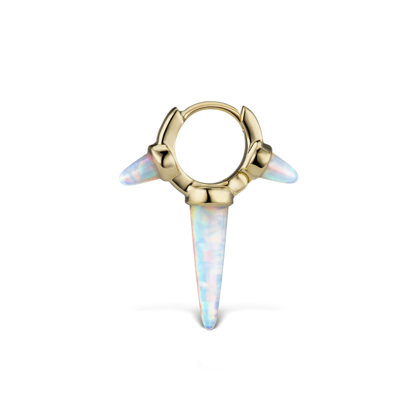 Triple Long Opal Spike Hoop Earring