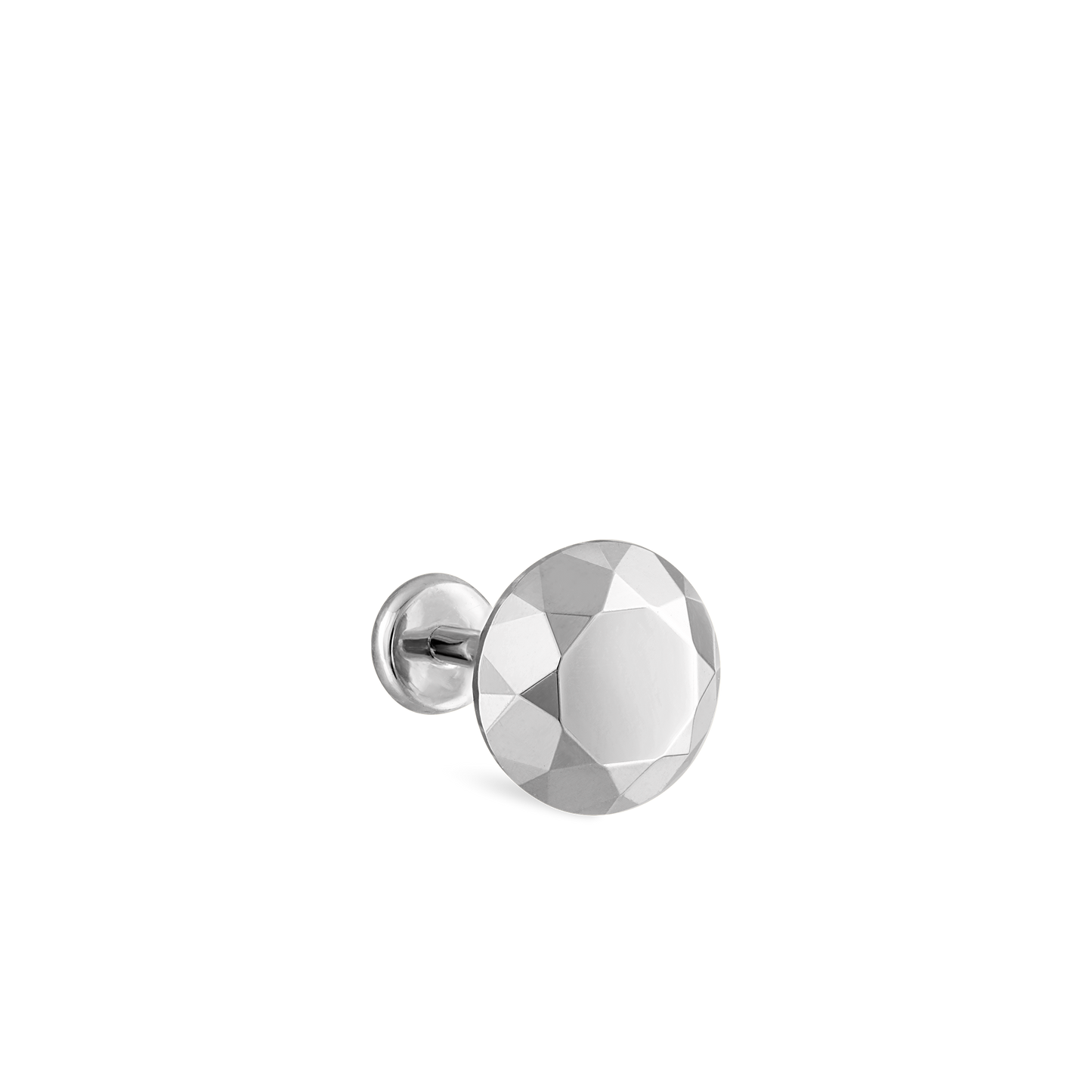 Faceted Gold Round Threaded Stud Earring
