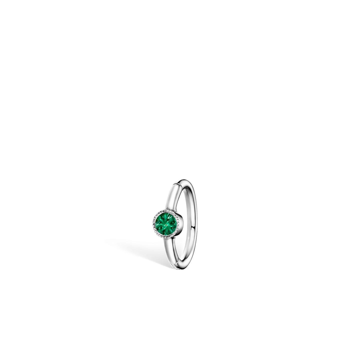 Scallop Set Emerald Hoop Earring