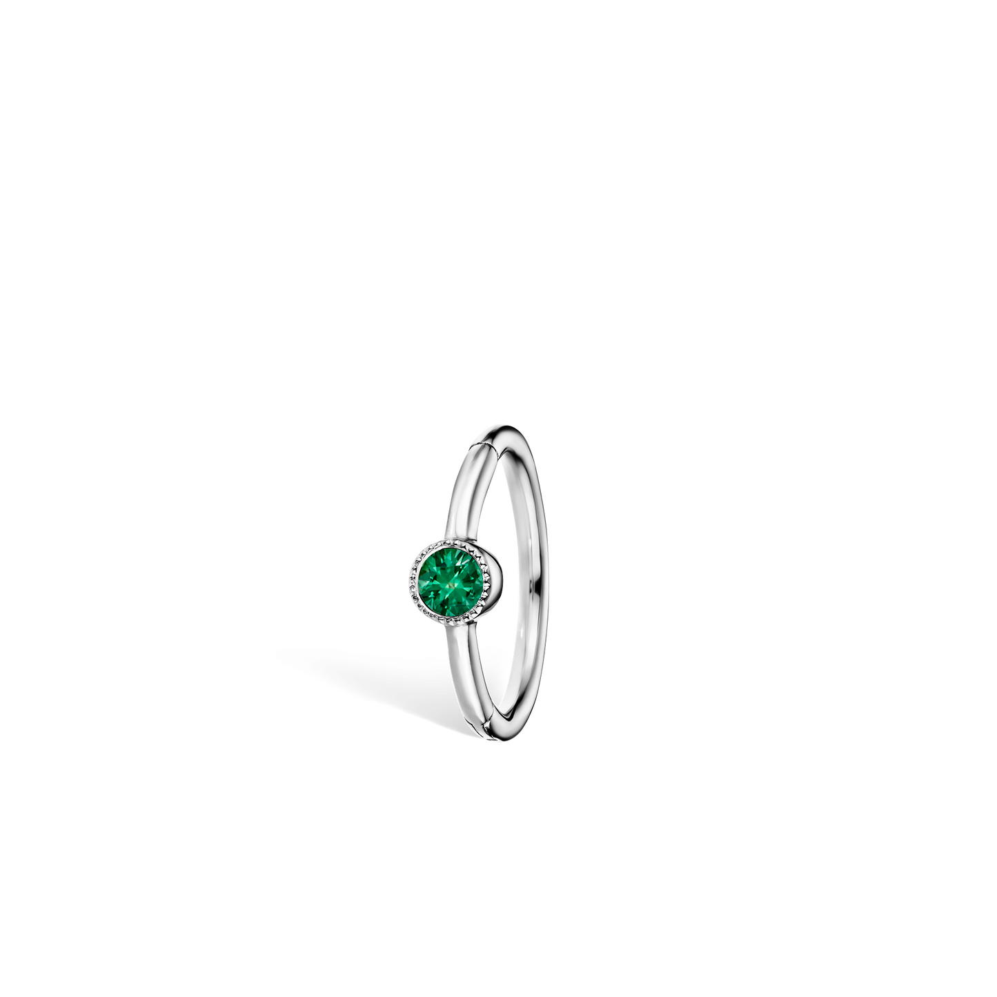 Scallop Set Emerald Hoop Earring