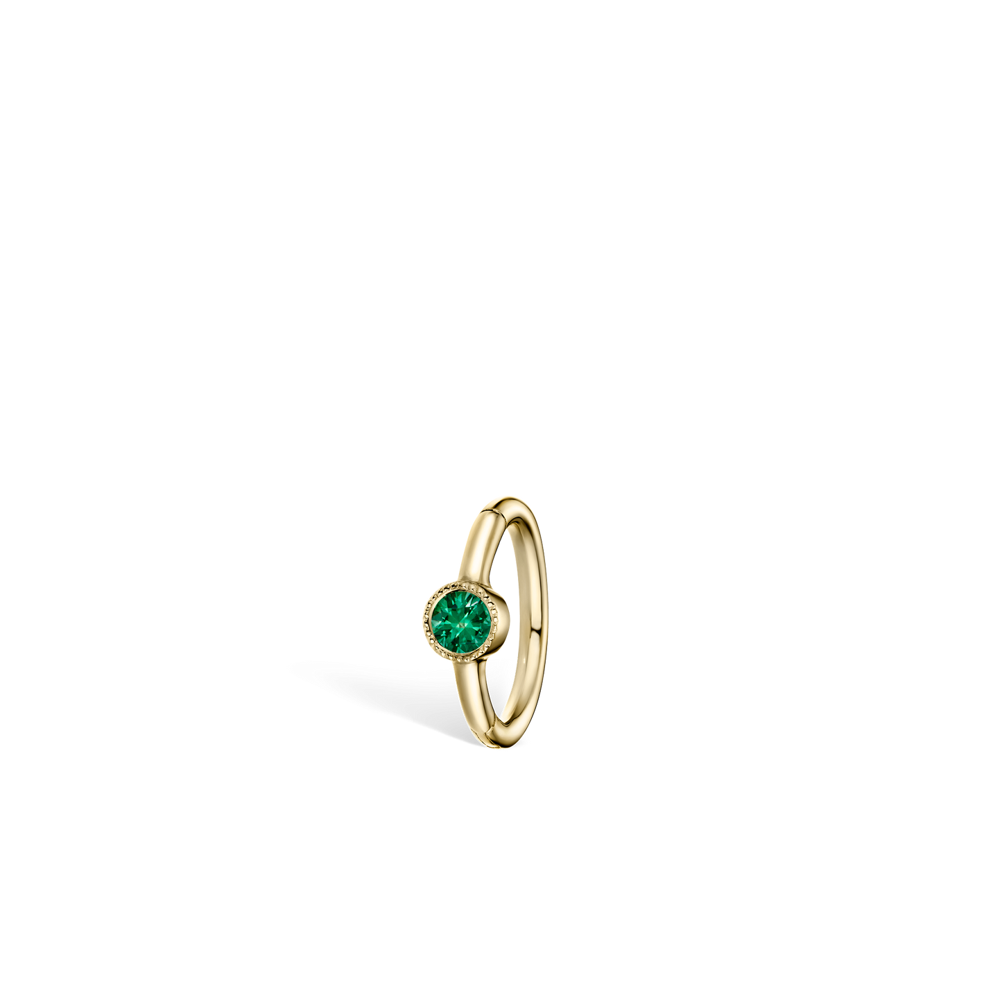 Scallop Set Emerald Hoop Earring