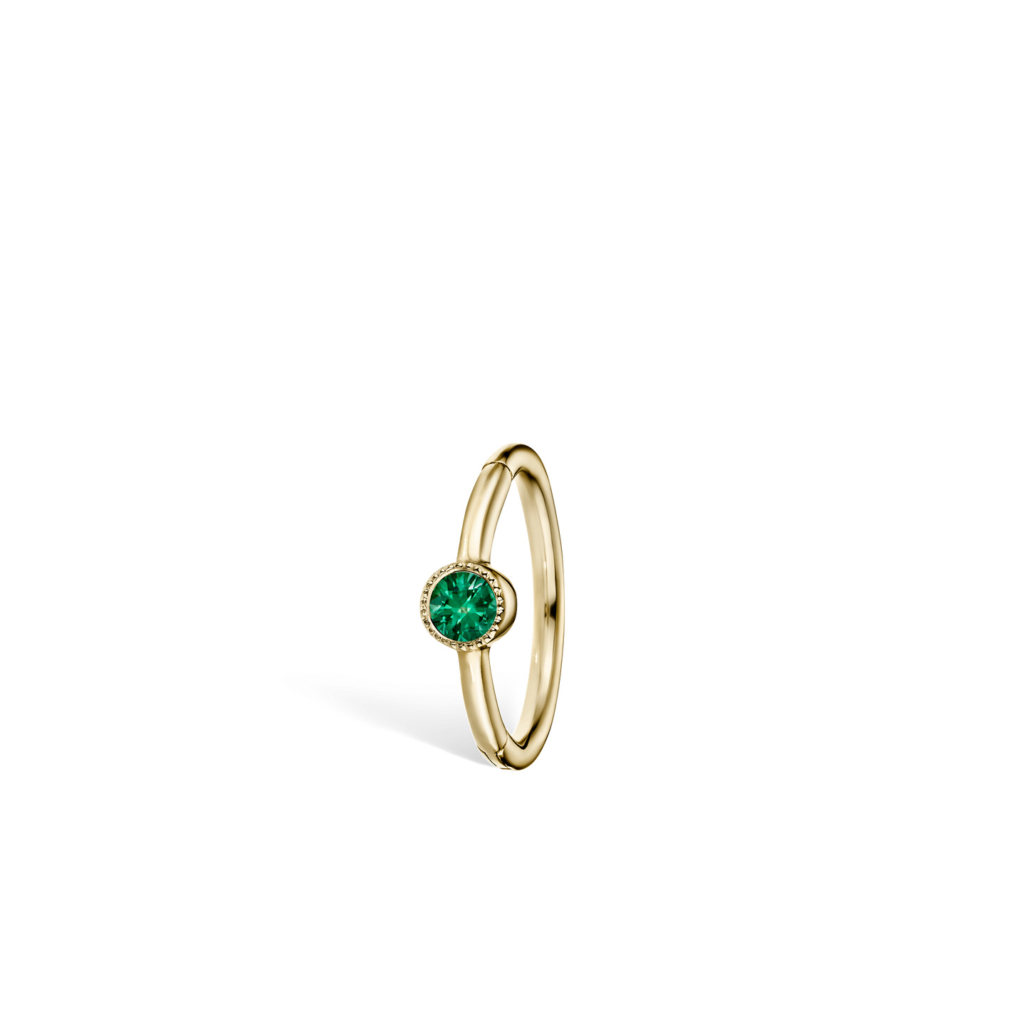 Scallop Set Emerald Hoop Earring