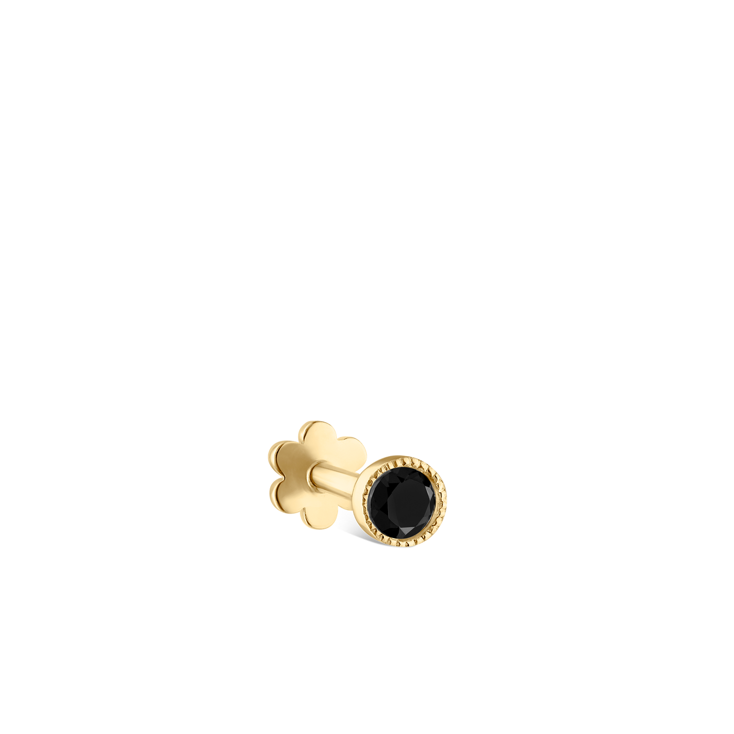 Scalloped Set Black Diamond Threaded Stud Earring