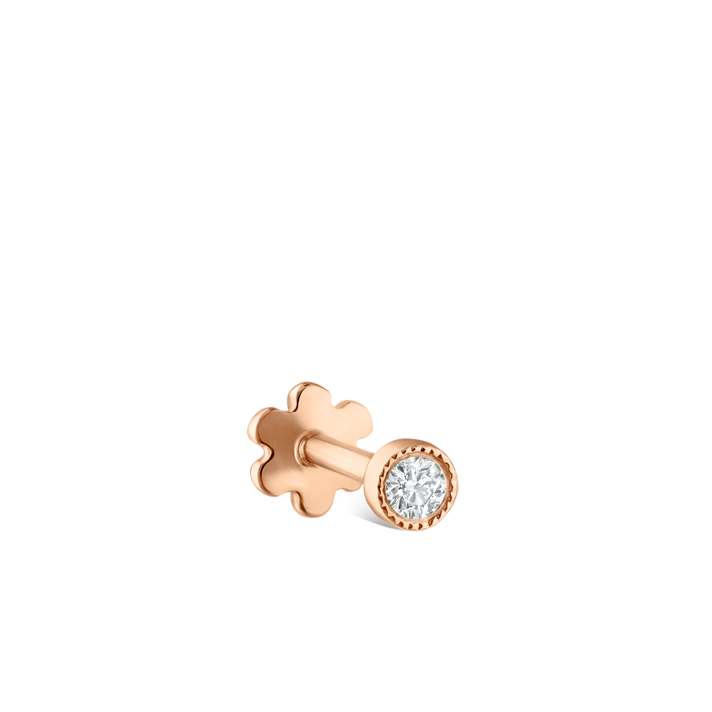 Scalloped Set Diamond Threaded Stud Earring