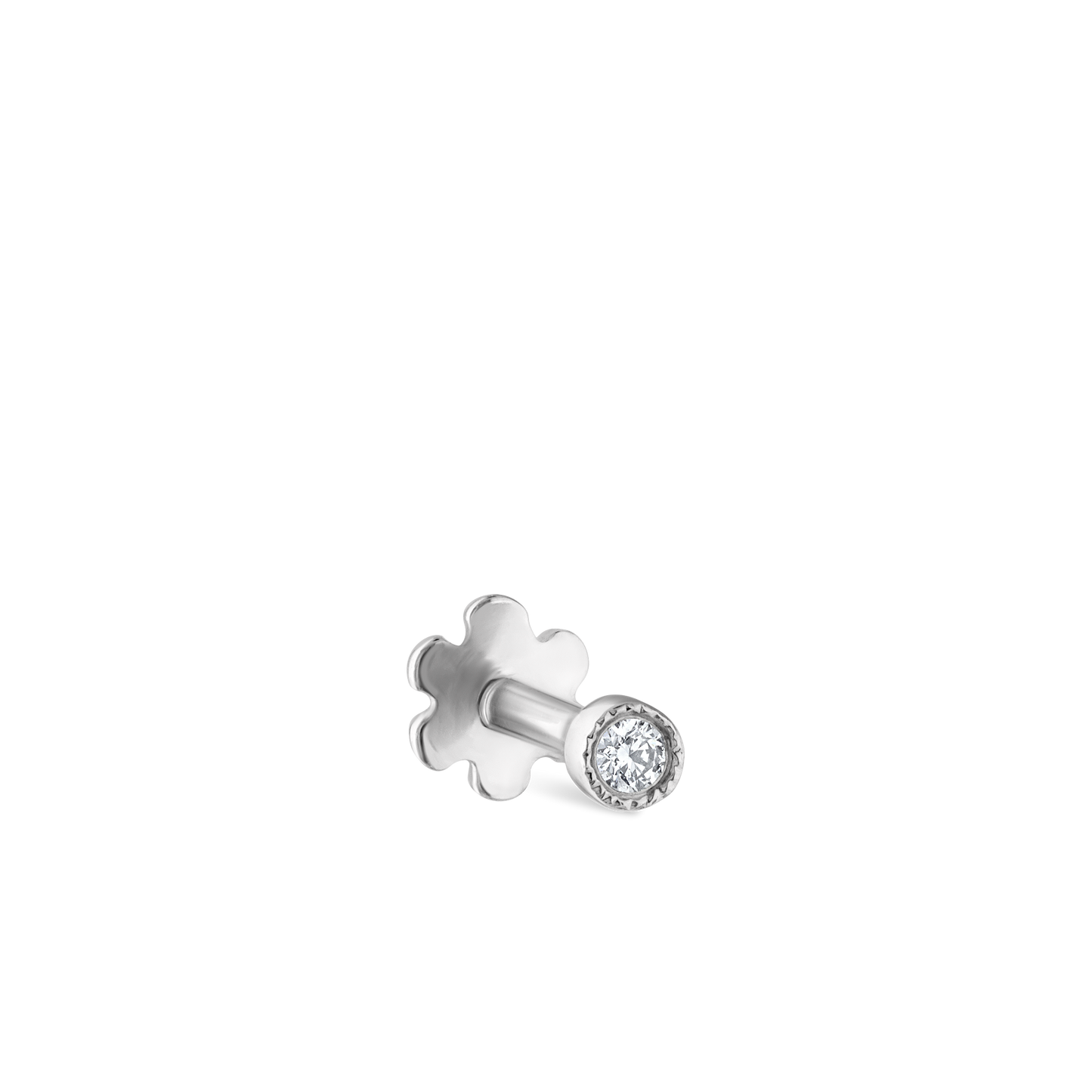 Scalloped Set Diamond Threaded Stud Earring