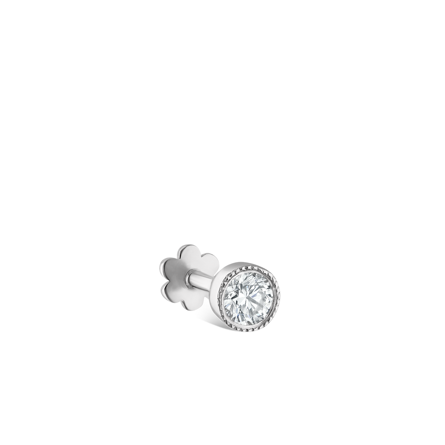 Scalloped Set Diamond Threaded Stud Earring