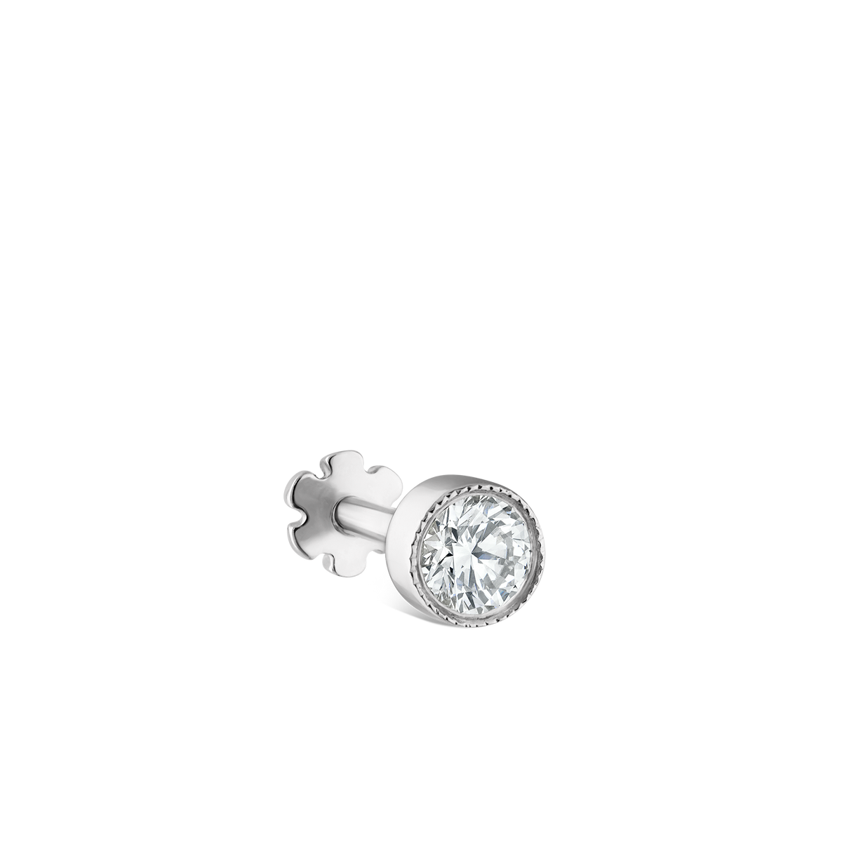 Scalloped Set Diamond Threaded Stud Earring