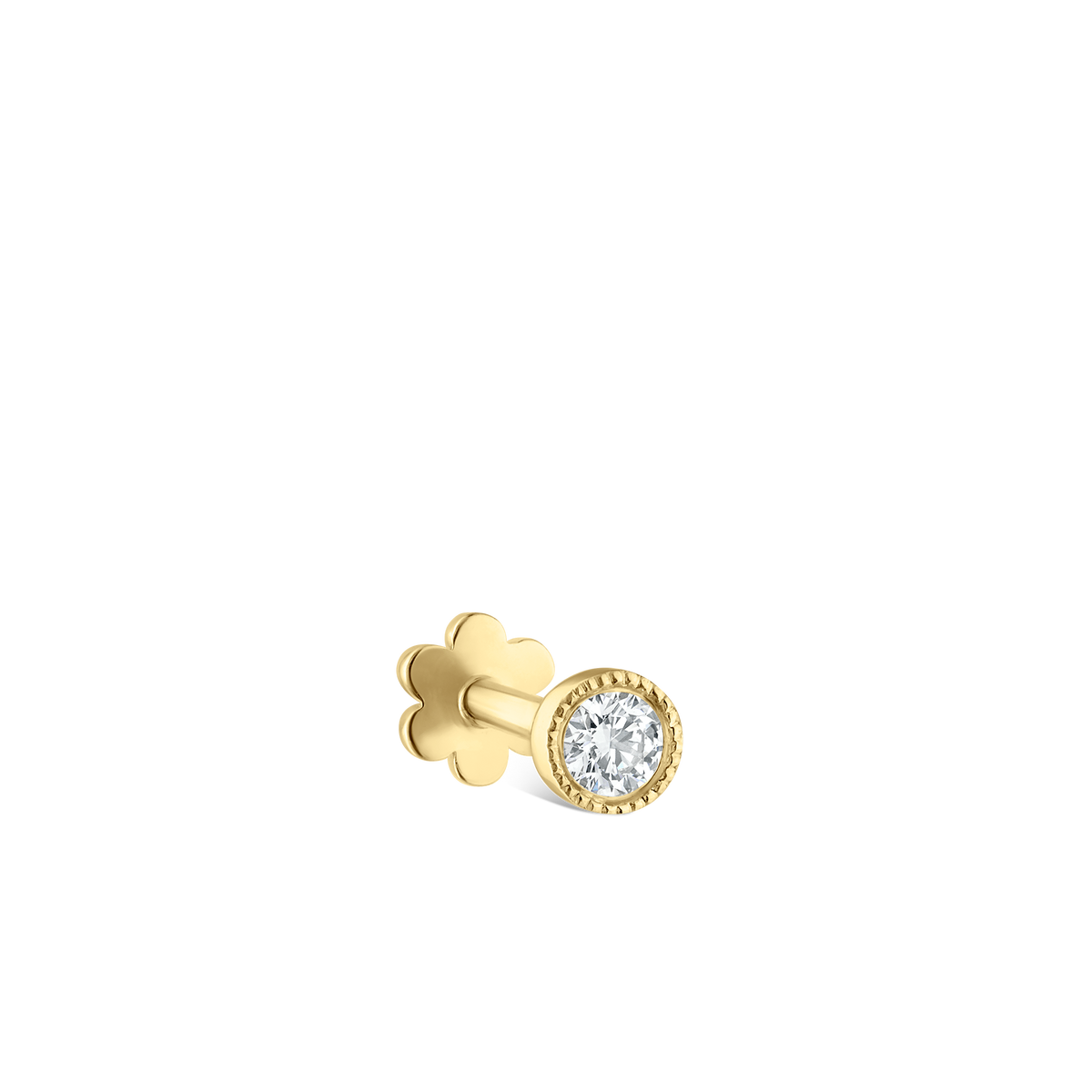 Scalloped Set Diamond Threaded Stud Earring