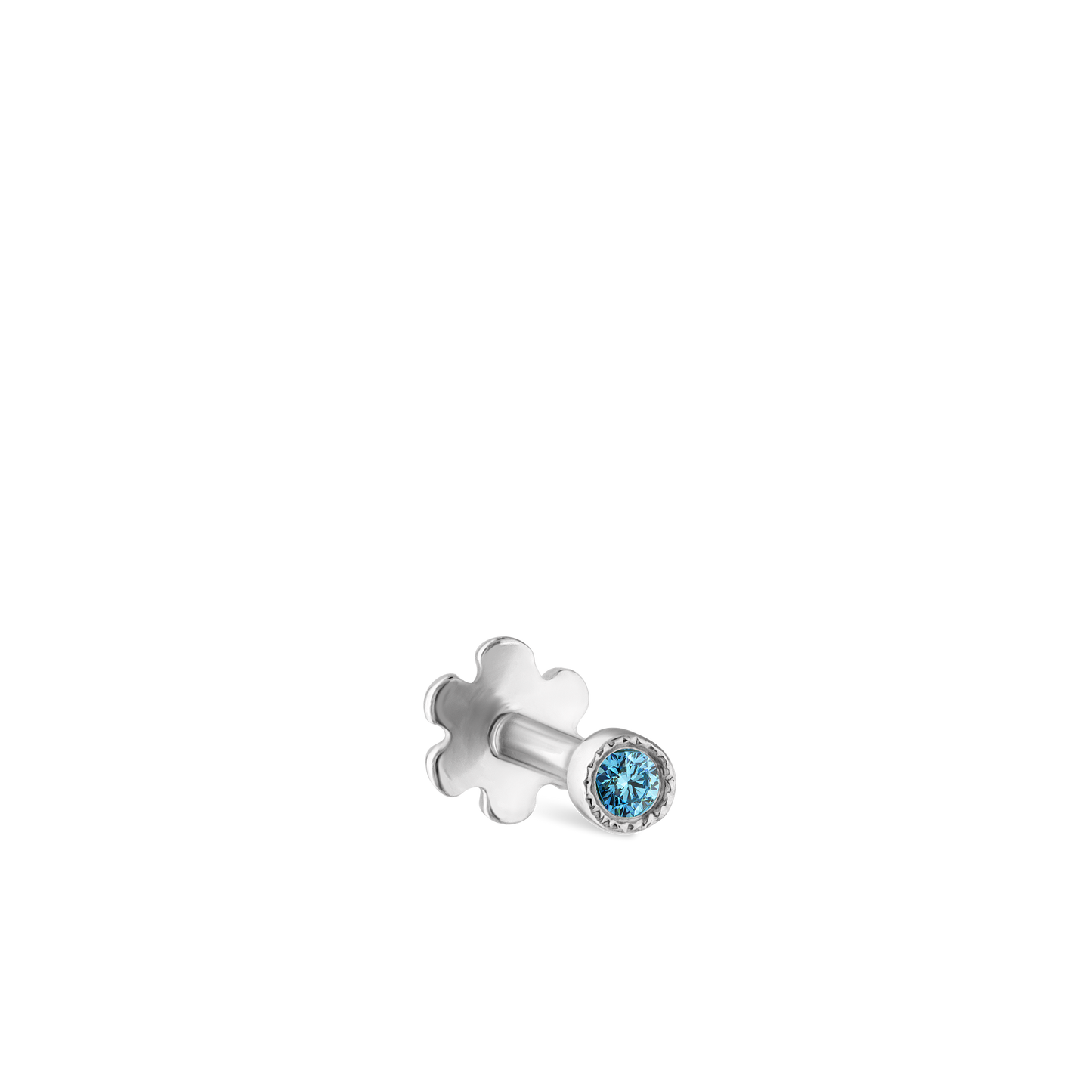 Scallop Set Light Blue Diamond Threaded Stud Earring