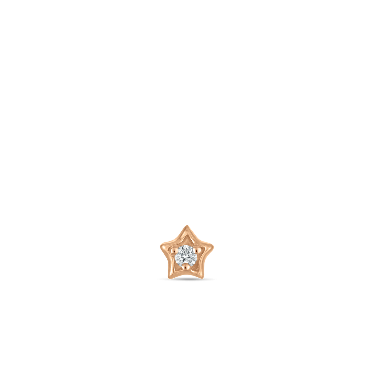 Diamond Solitaire Star Threaded Stud Earring